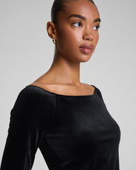 SPANX® Velvet Ballet Neck Long Sleeve Top | Classic Black