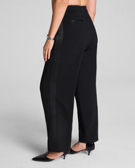SPANX® Ponte Pleated Barrel Leg Trouser with Tuxedo Stripe | Classic Black