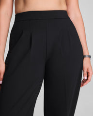 SPANX® Ponte Pleated Barrel Leg Trouser with Tuxedo Stripe | Classic Black
