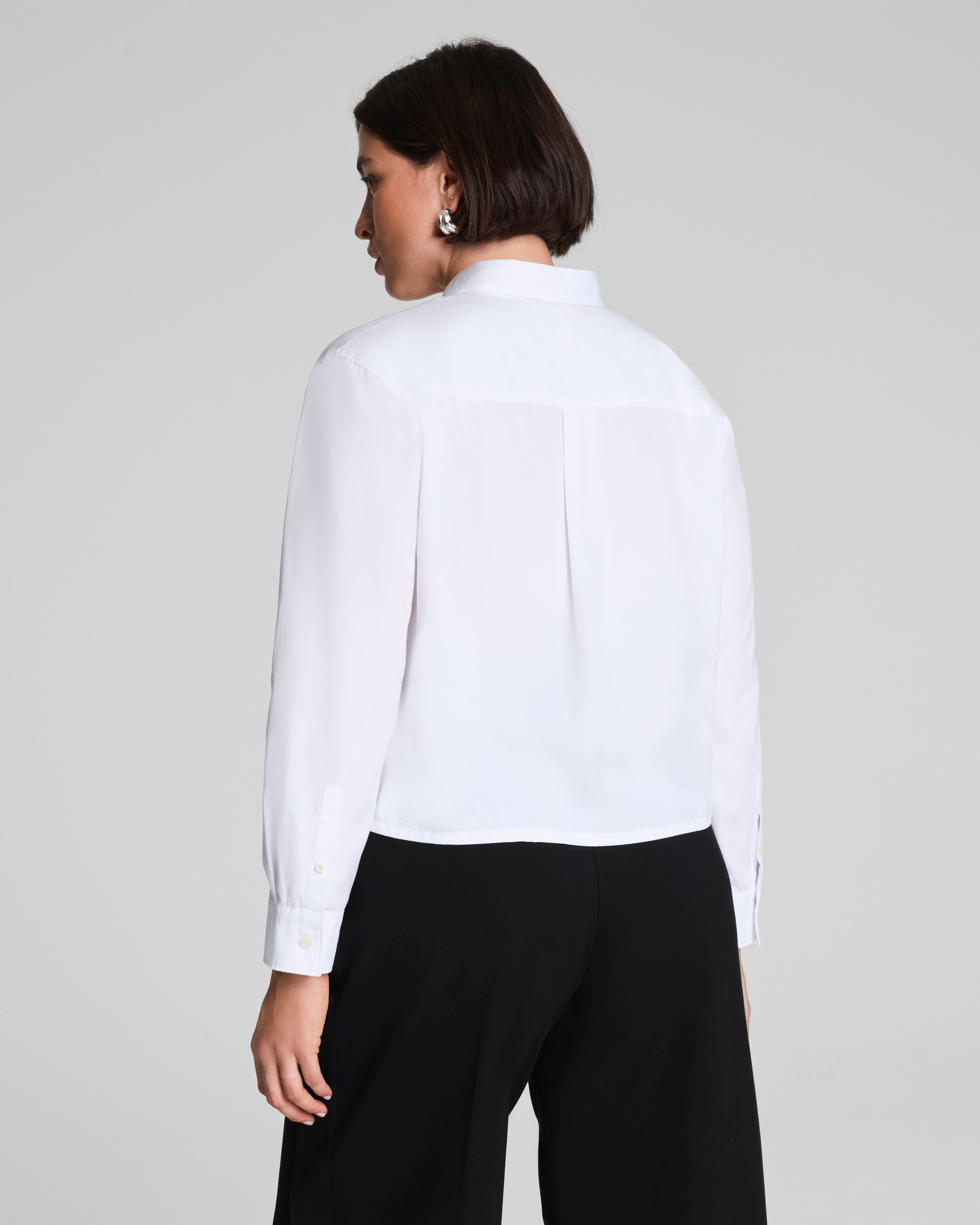 SPANX® Poplin Cropped Button-Up Shirt | Classic White