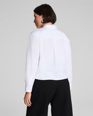 SPANX® Poplin Cropped Button-Up Shirt | Classic White