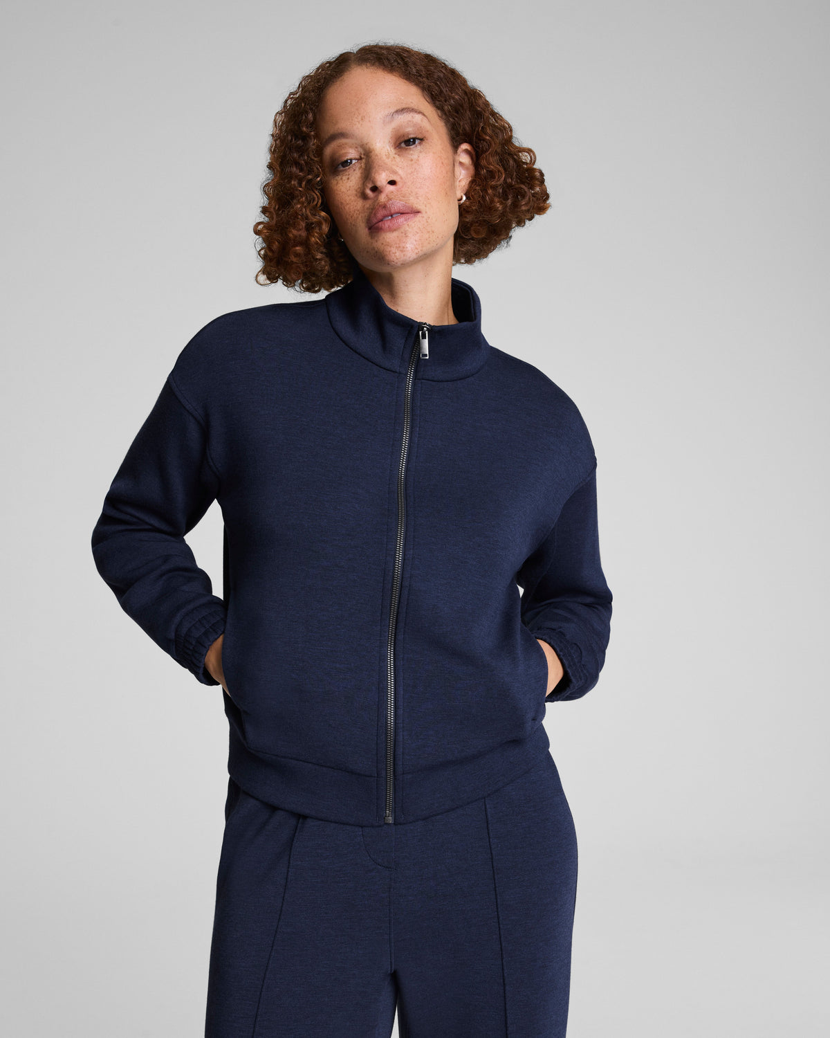 SPANX AirEssentials® Brushed Full Zip Jacket  Timeless Navy Heather