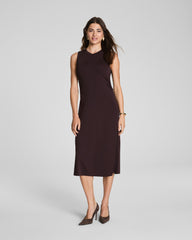 SPANX® Sleek Jersey Crewneck Ruched Midi Dress  Truffle Brown