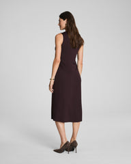 SPANX® Sleek Jersey Crewneck Ruched Midi Dress  Truffle Brown