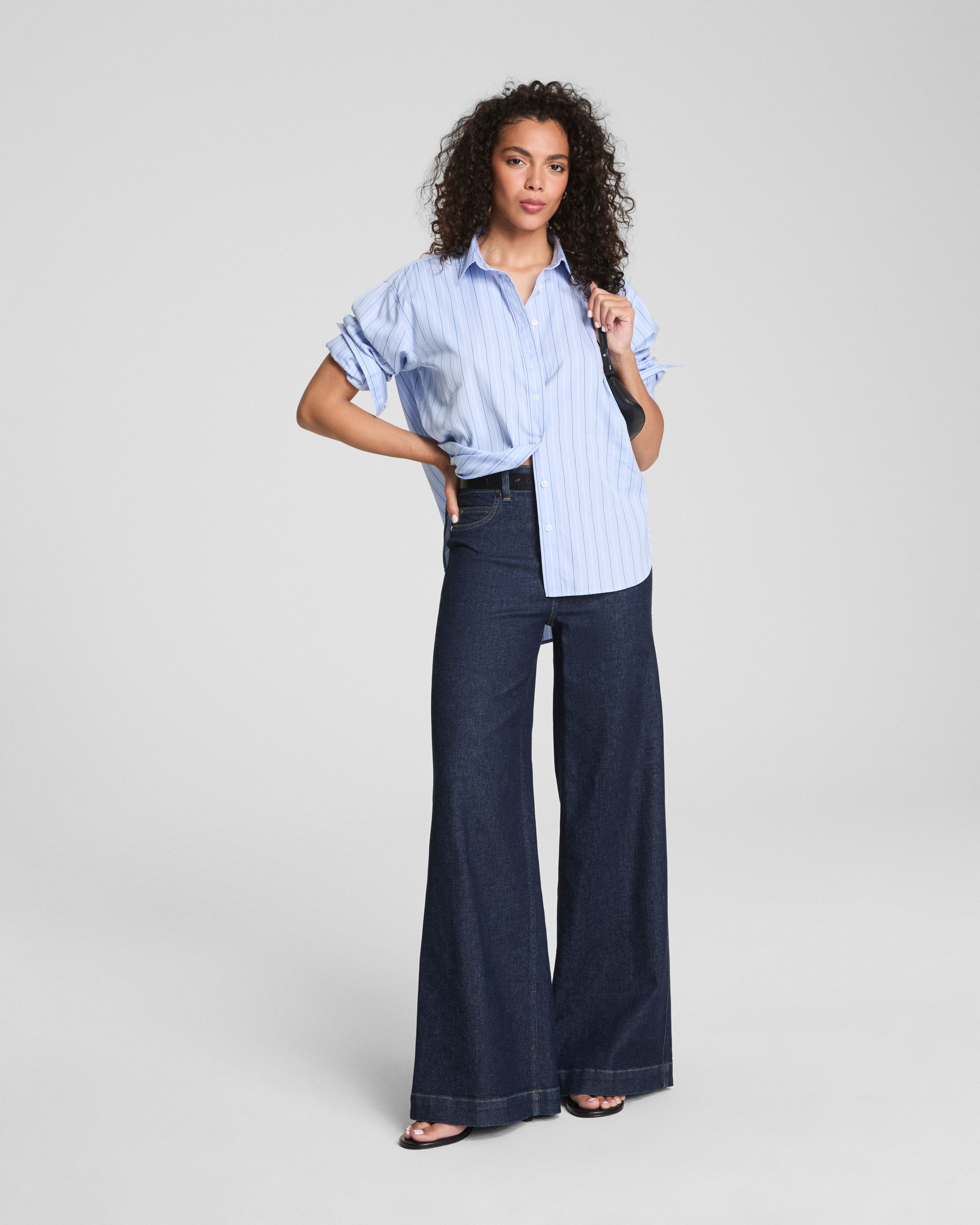 SPANX® Poplin Oversized Button-Up Shirt  Hydrangea Stripe