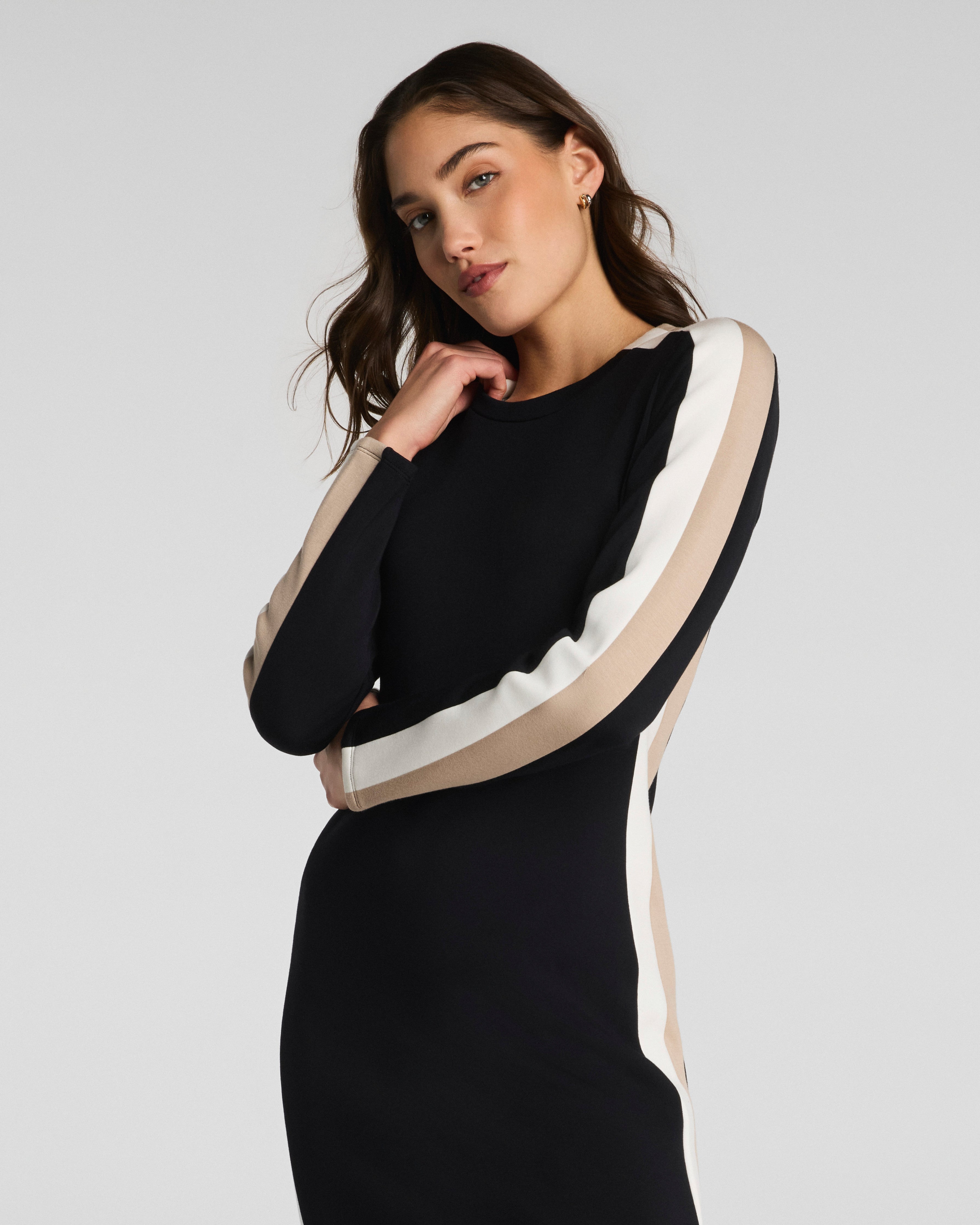 SPANX AirEssentials® Colorblock Maxi Dress | Very Black Stripe