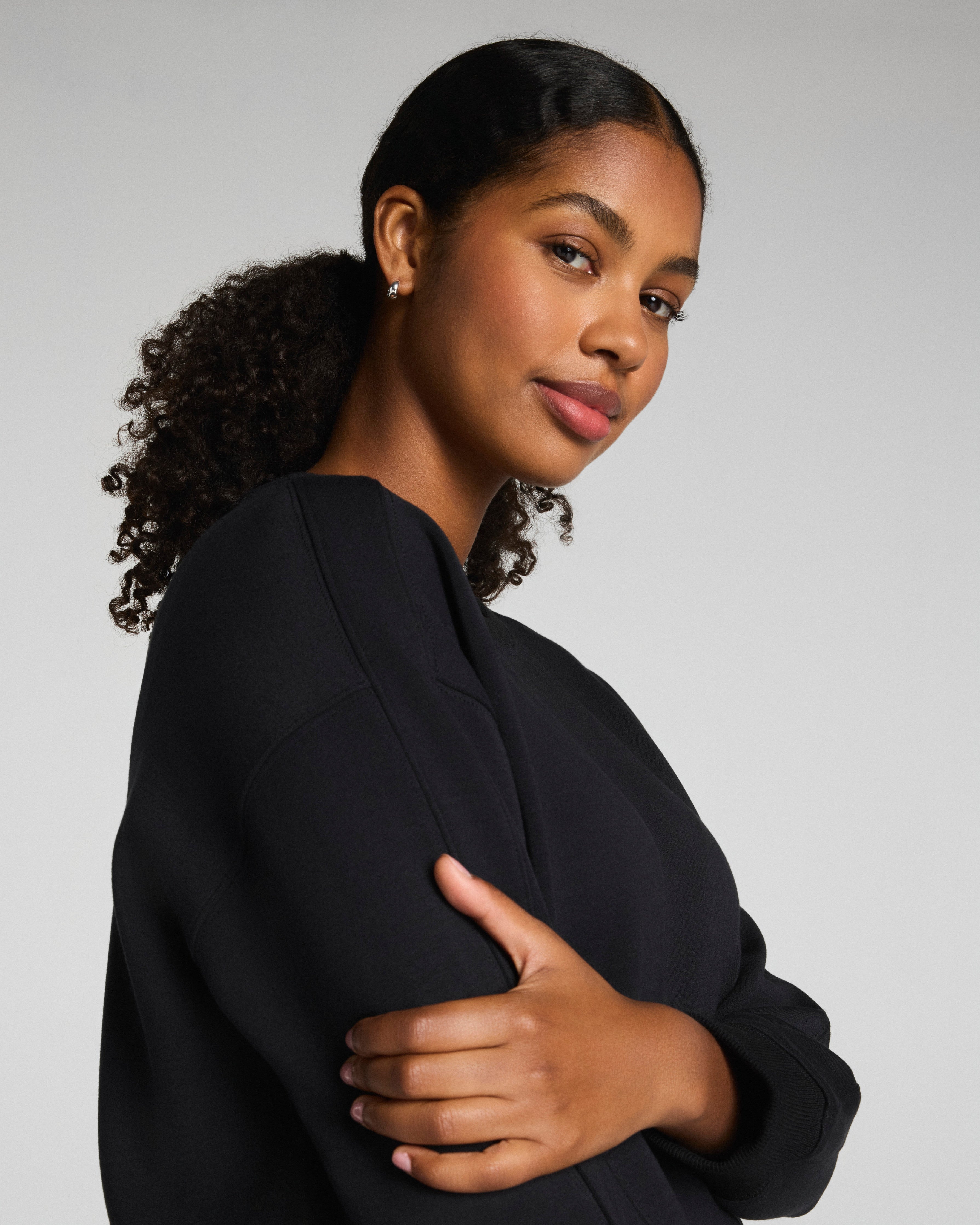 SPANX AirEssentials® Luxe Crewneck Long Sleeve Top  Very Black