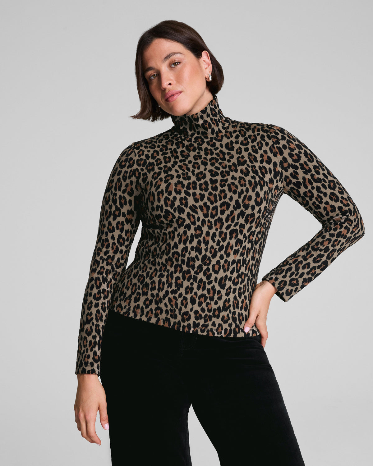 SPANX® Ponte Jacquard Turtleneck  Light Leopard Print