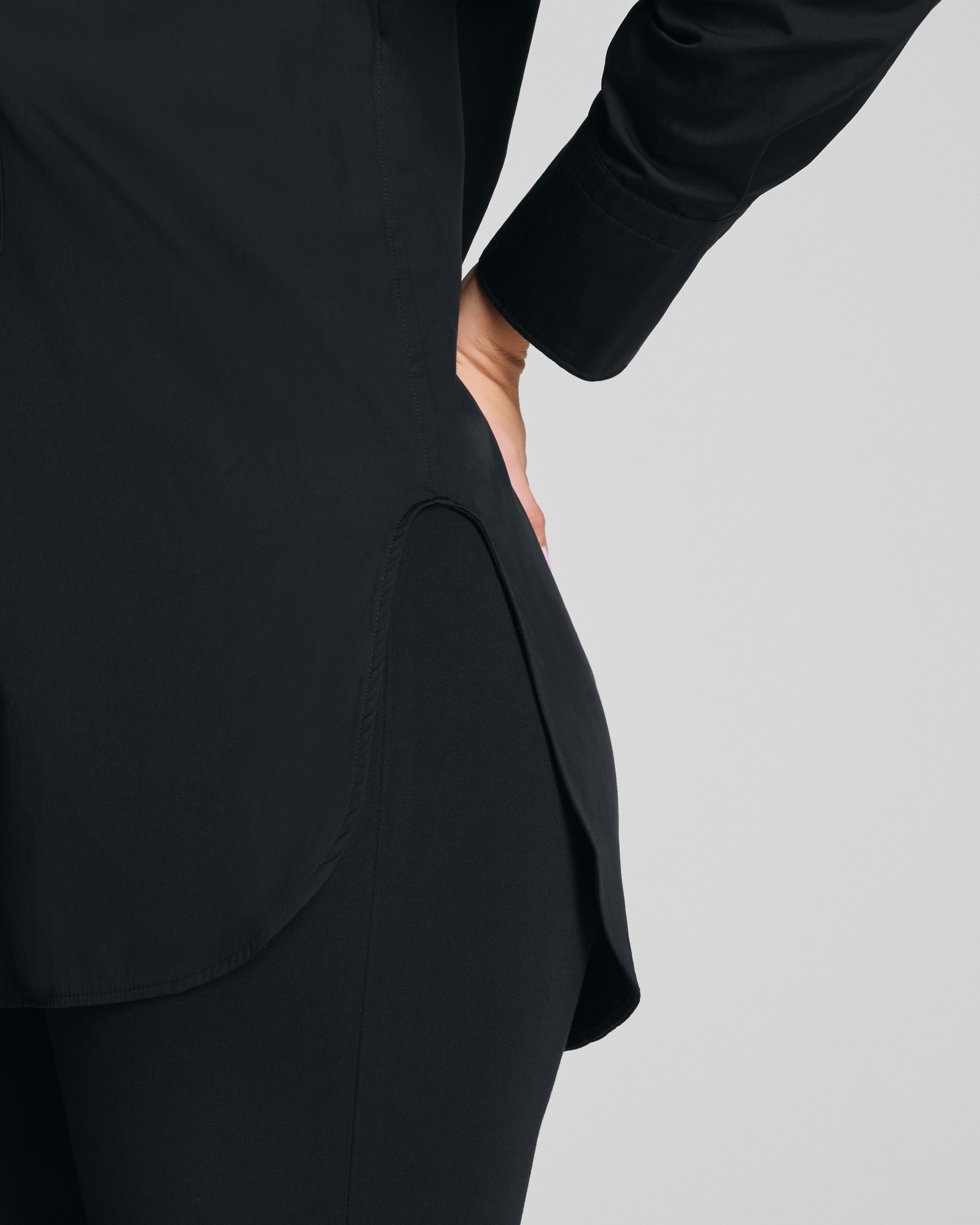 SPANX® Poplin Tuxedo Button-Up Shirt  Classic Black