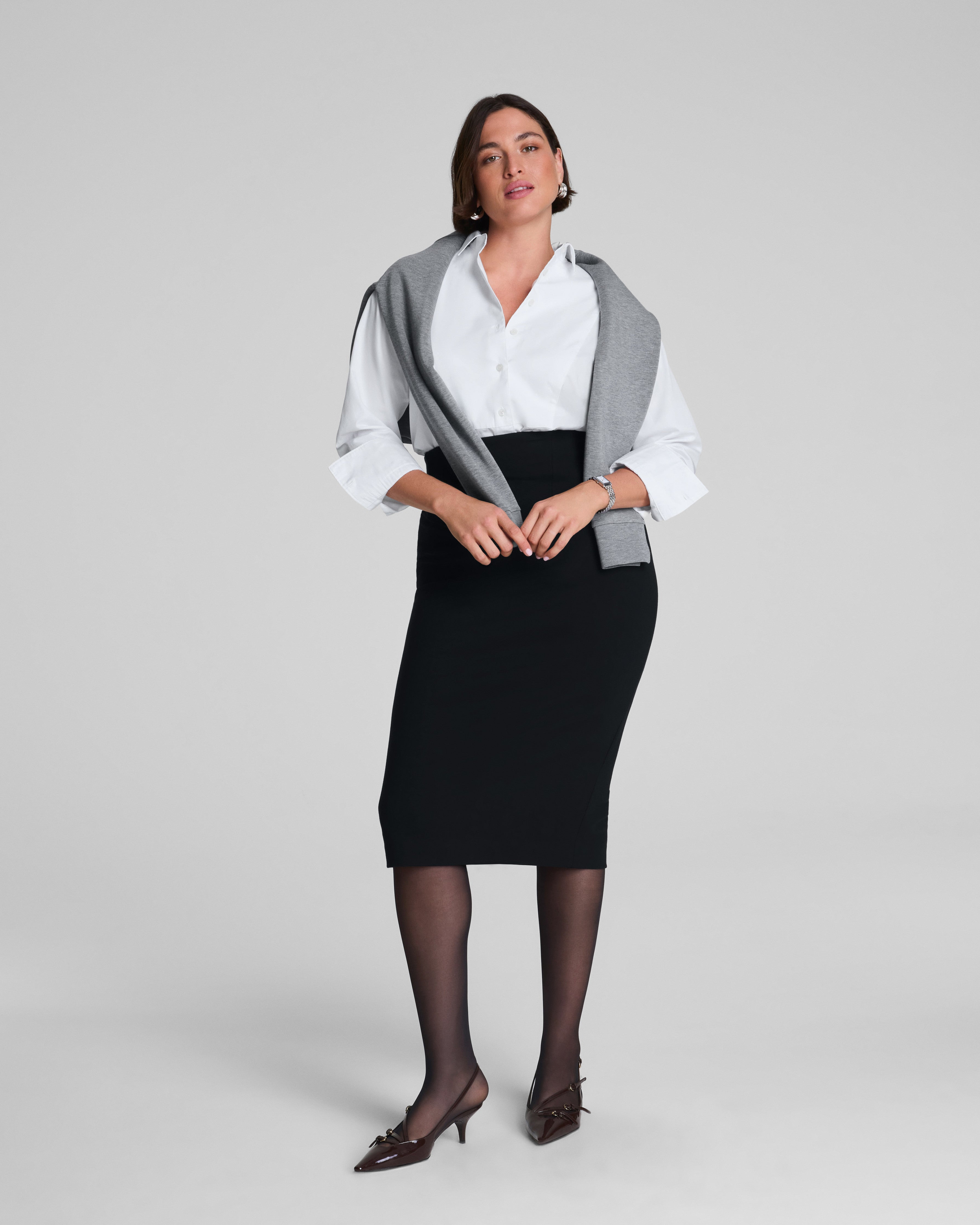 SPANXsupersmooth™ PerfectFit Ponte Ultra High-Rise Midi Skirt  Classic Black