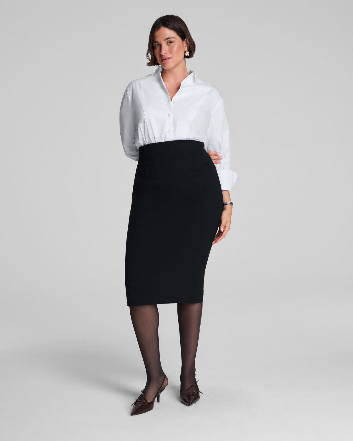 SPANXsupersmooth™ PerfectFit Ponte Ultra High-Rise Midi Skirt  Classic Black