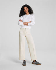 SPANXshape™ Authentic 360 Cropped Wide Leg Jeans with Patch Pockets | Alabaster