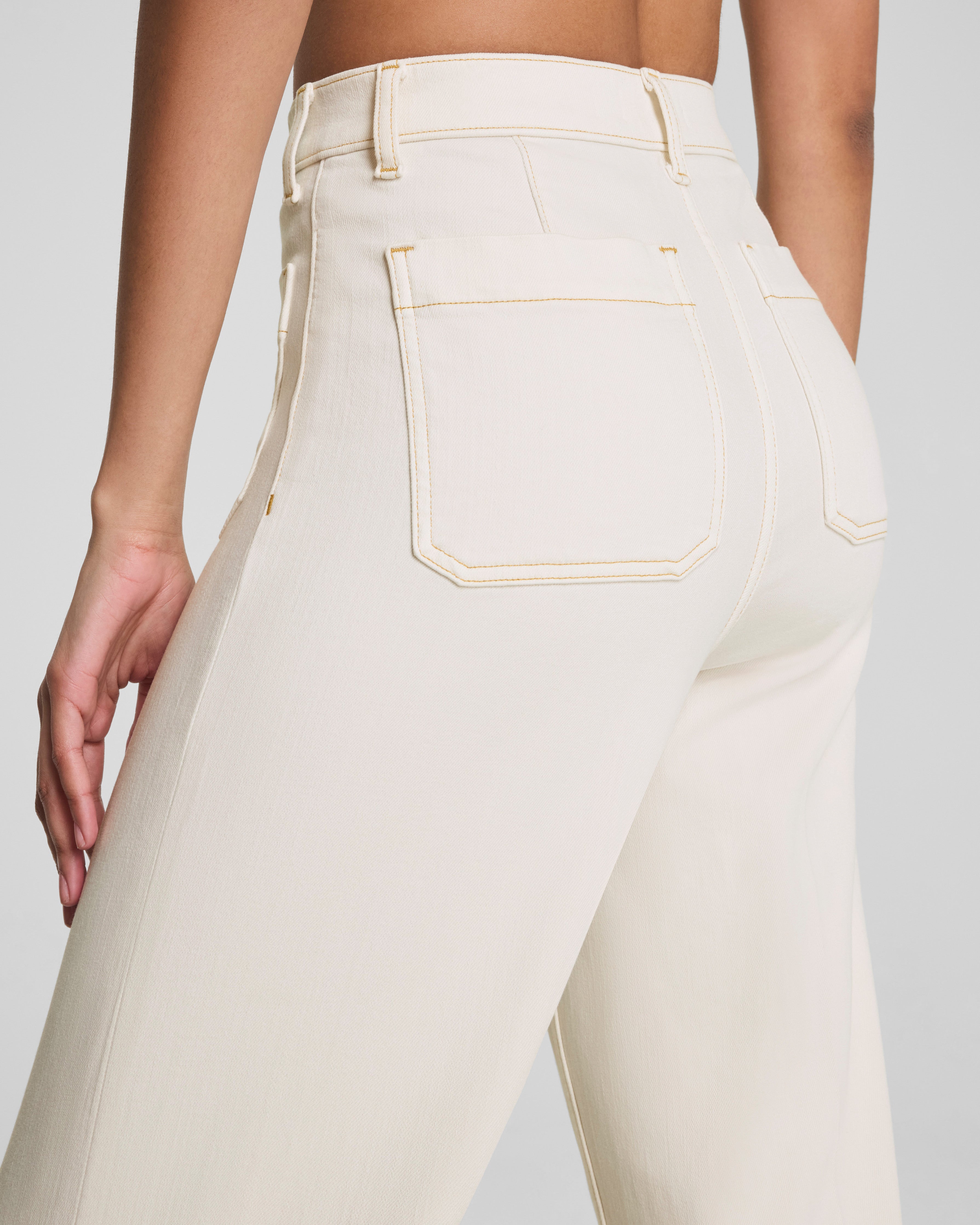 SPANXshape™ Authentic 360 Cropped Wide Leg Jeans with Patch Pockets | Alabaster