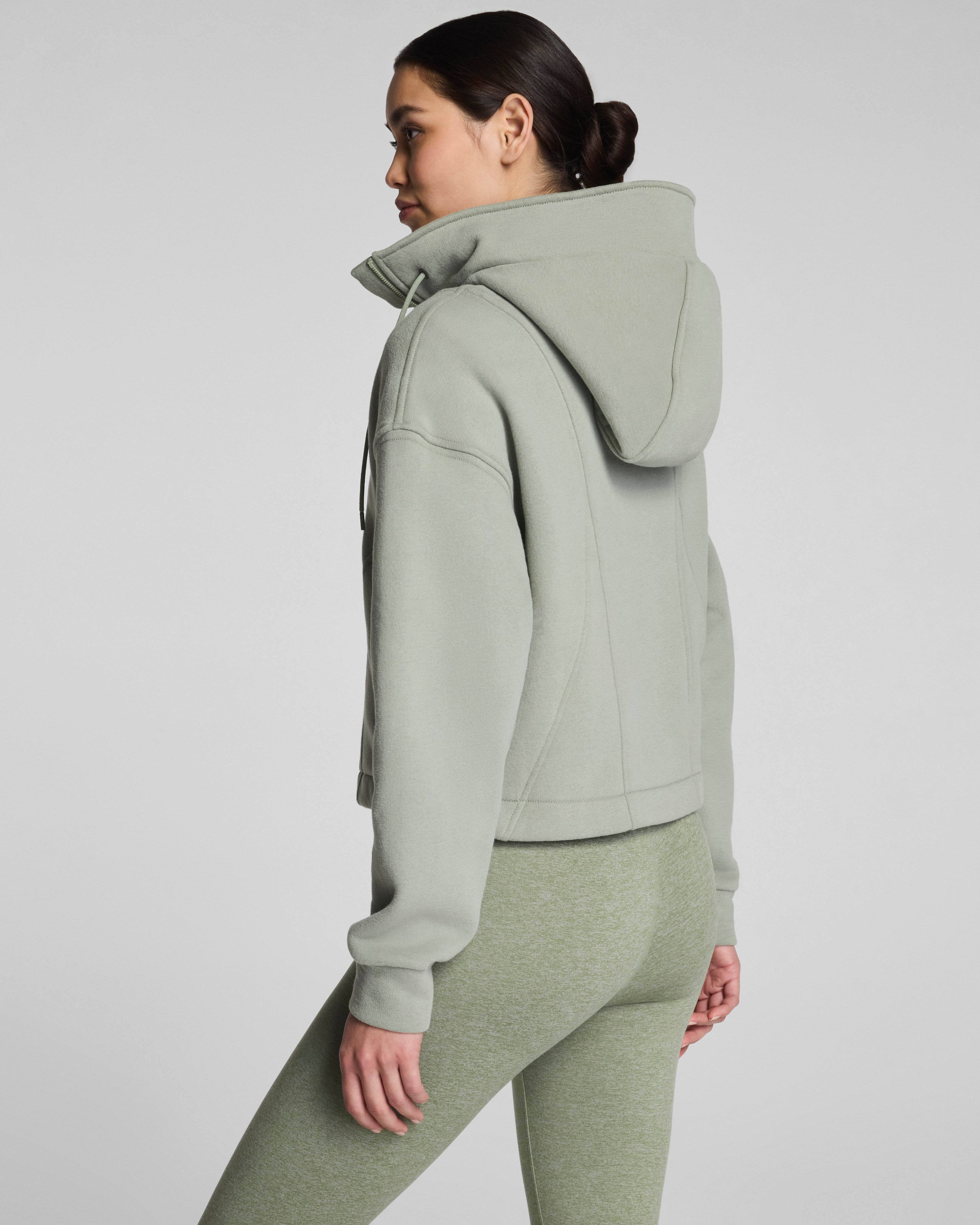 SPANX® BoostUp Cotton Fleece Full Zip Hoodie | Sage Brush