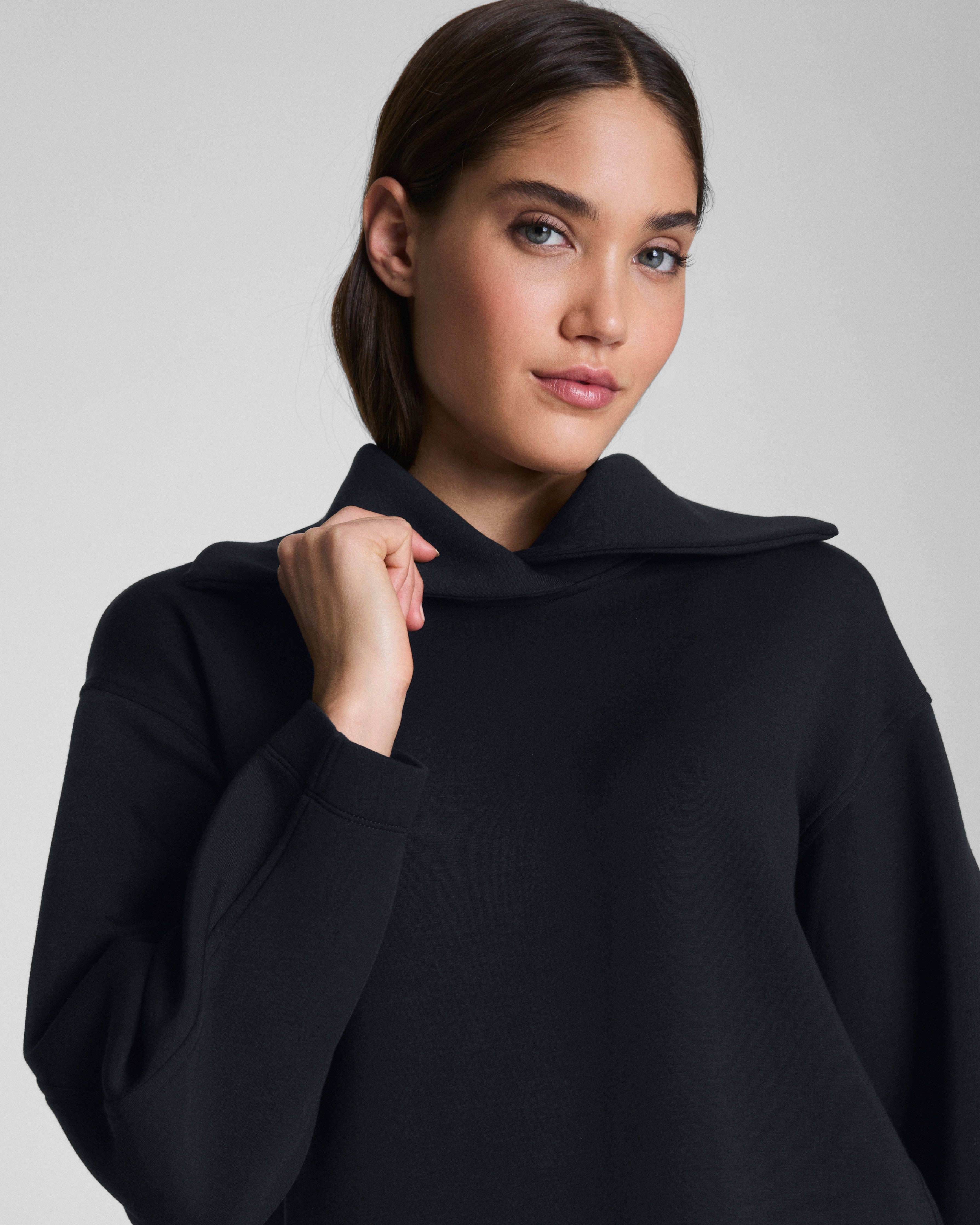 SPANX AirEssentials® Brushed Collared Long Sleeve Top  Very Black