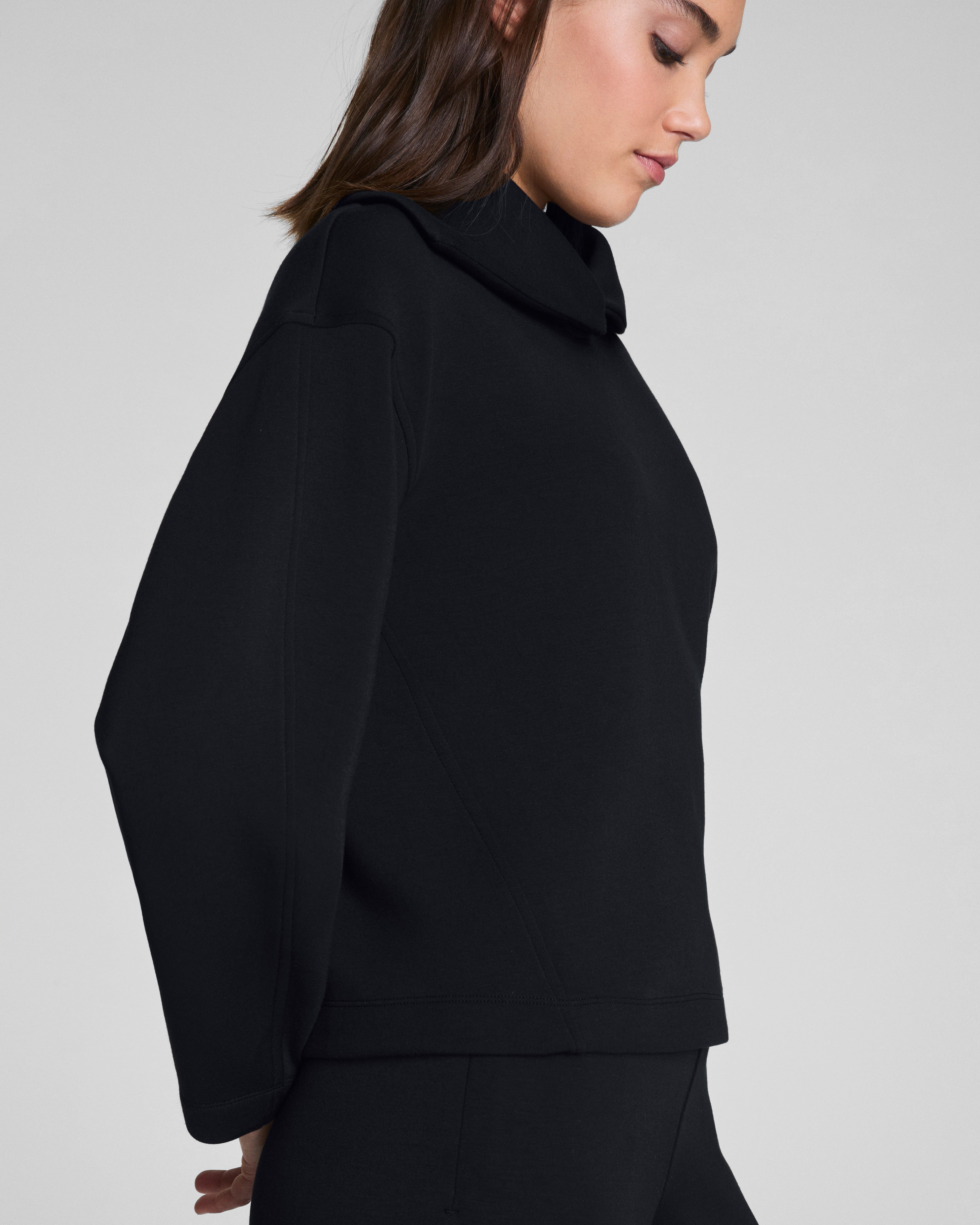 SPANX AirEssentials® Brushed Collared Long Sleeve Top  Very Black