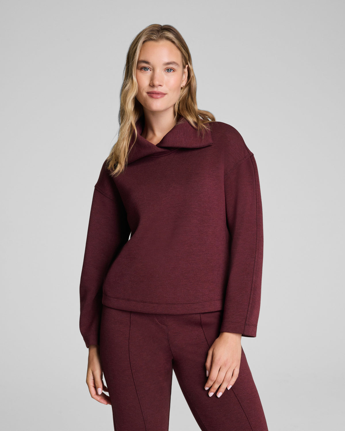 SPANX AirEssentials® Brushed Collared Long Sleeve Top  Cassis Heather