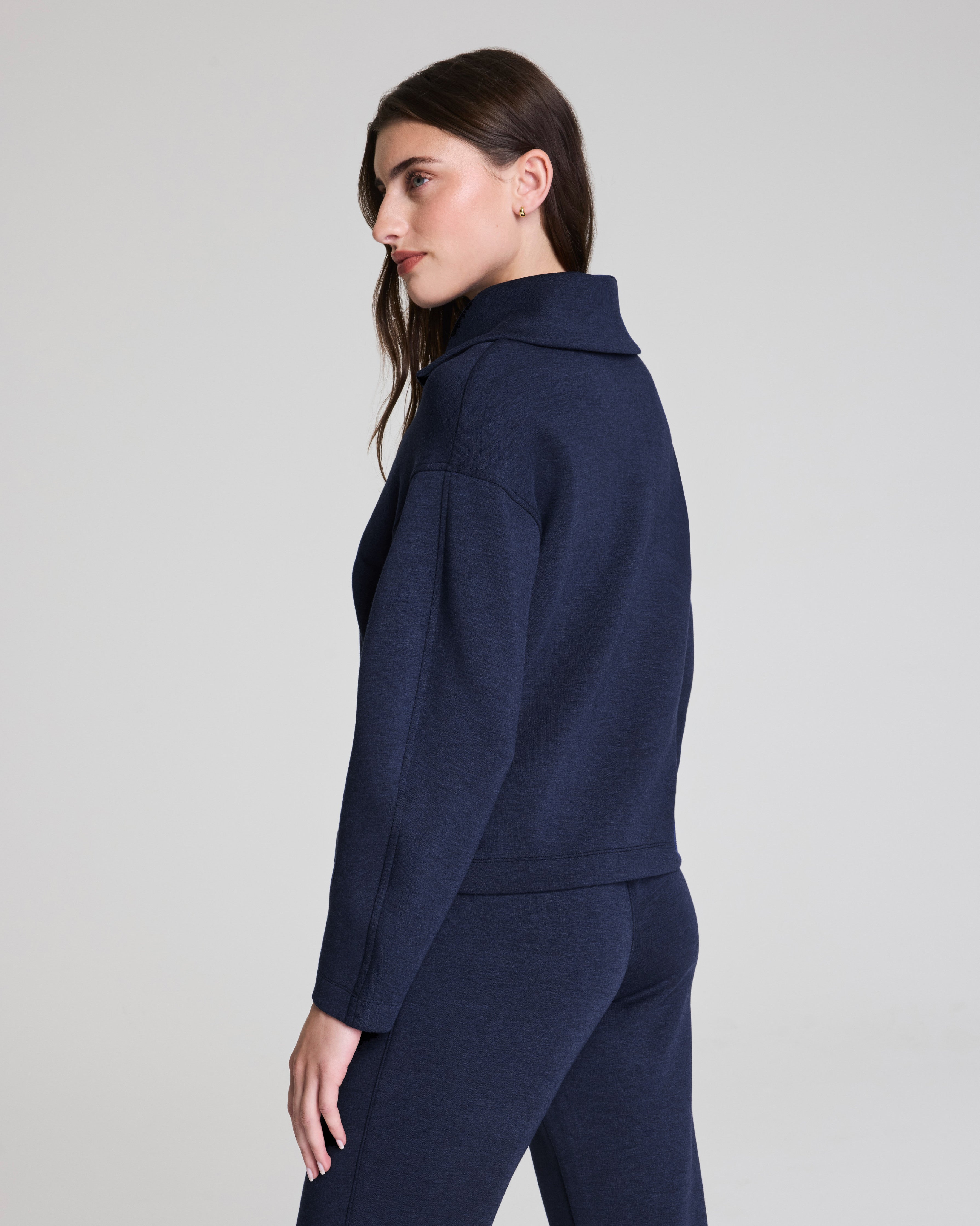 SPANX AirEssentials® Brushed Collared Long Sleeve Top  Timeless Navy Heather