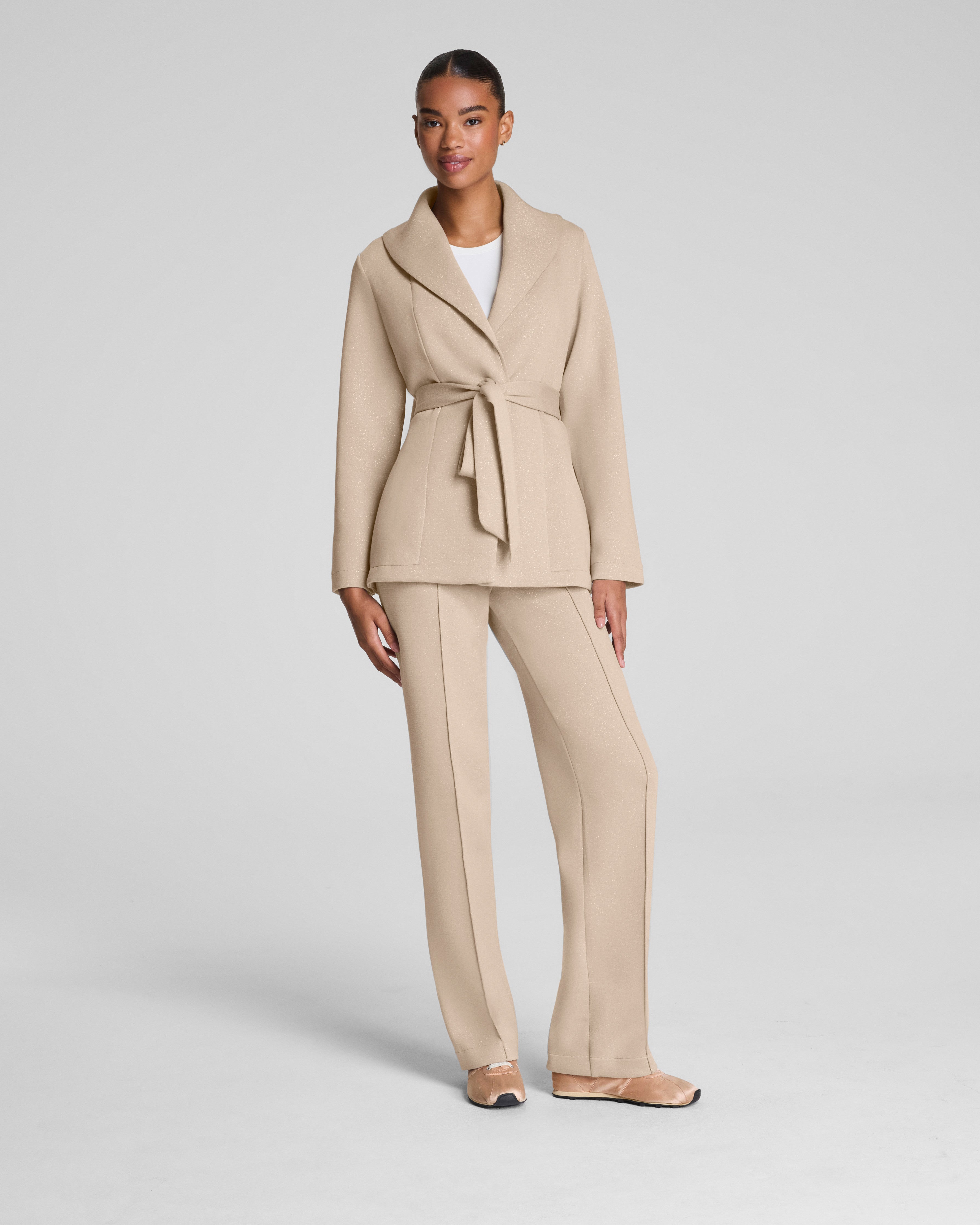 SPANX AirEssentials® Luxe Wrap Cardigan with Shimmer  Bone / Silver Shimmer
