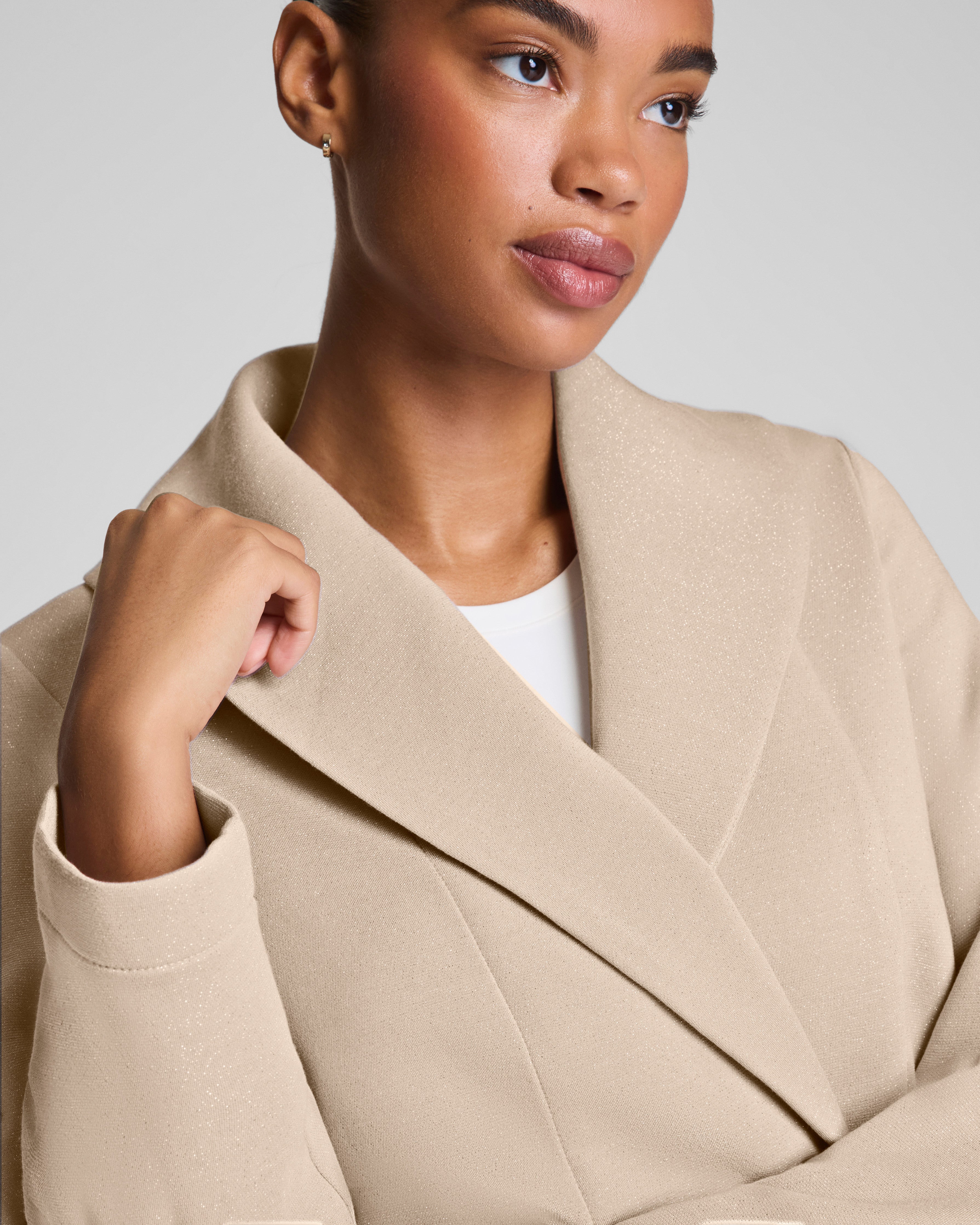 SPANX AirEssentials® Luxe Wrap Cardigan with Shimmer  Bone / Silver Shimmer