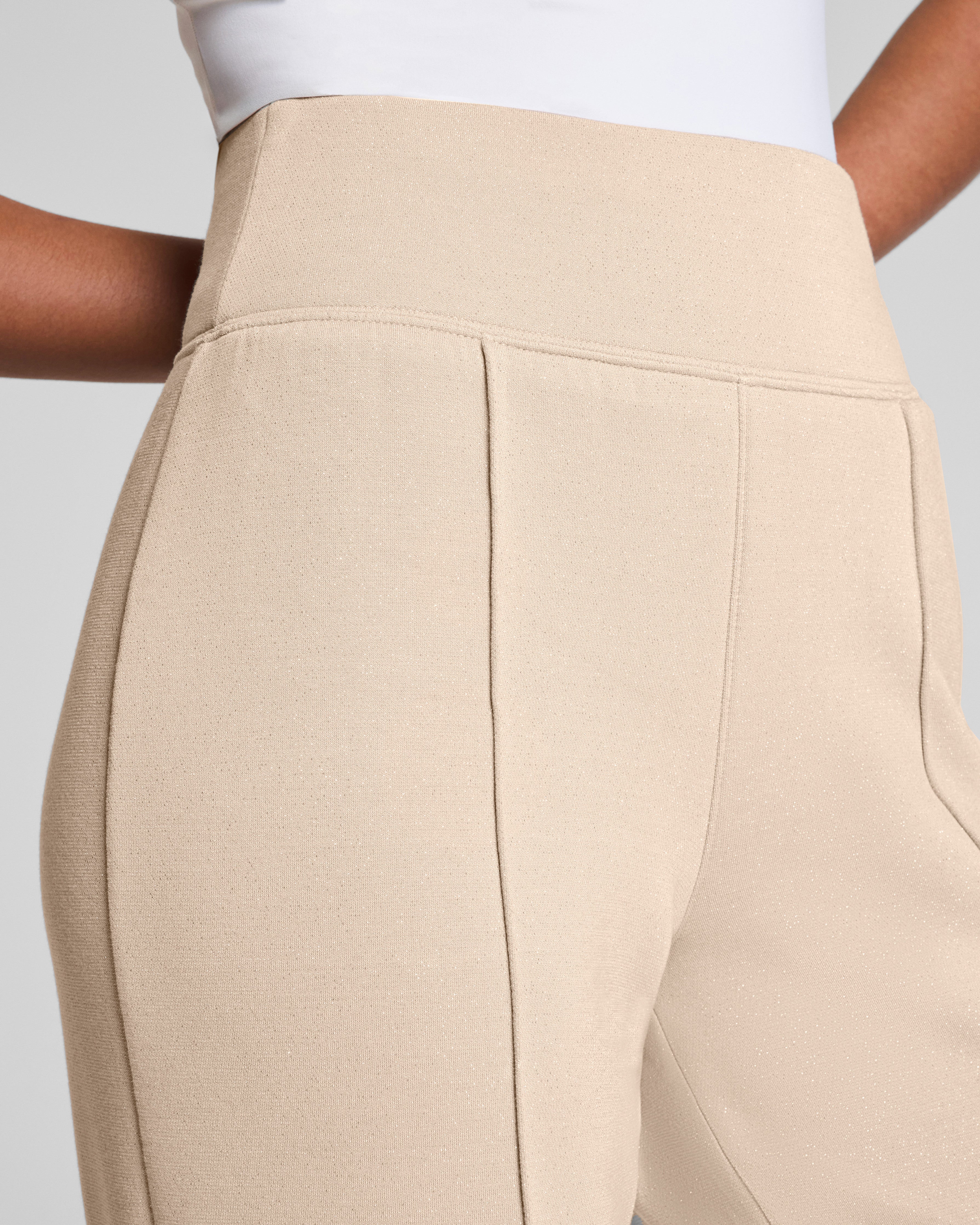 SPANX AirEssentials® Luxe Straight Leg Pant with Shimmer  Bone / Silver Shimmer