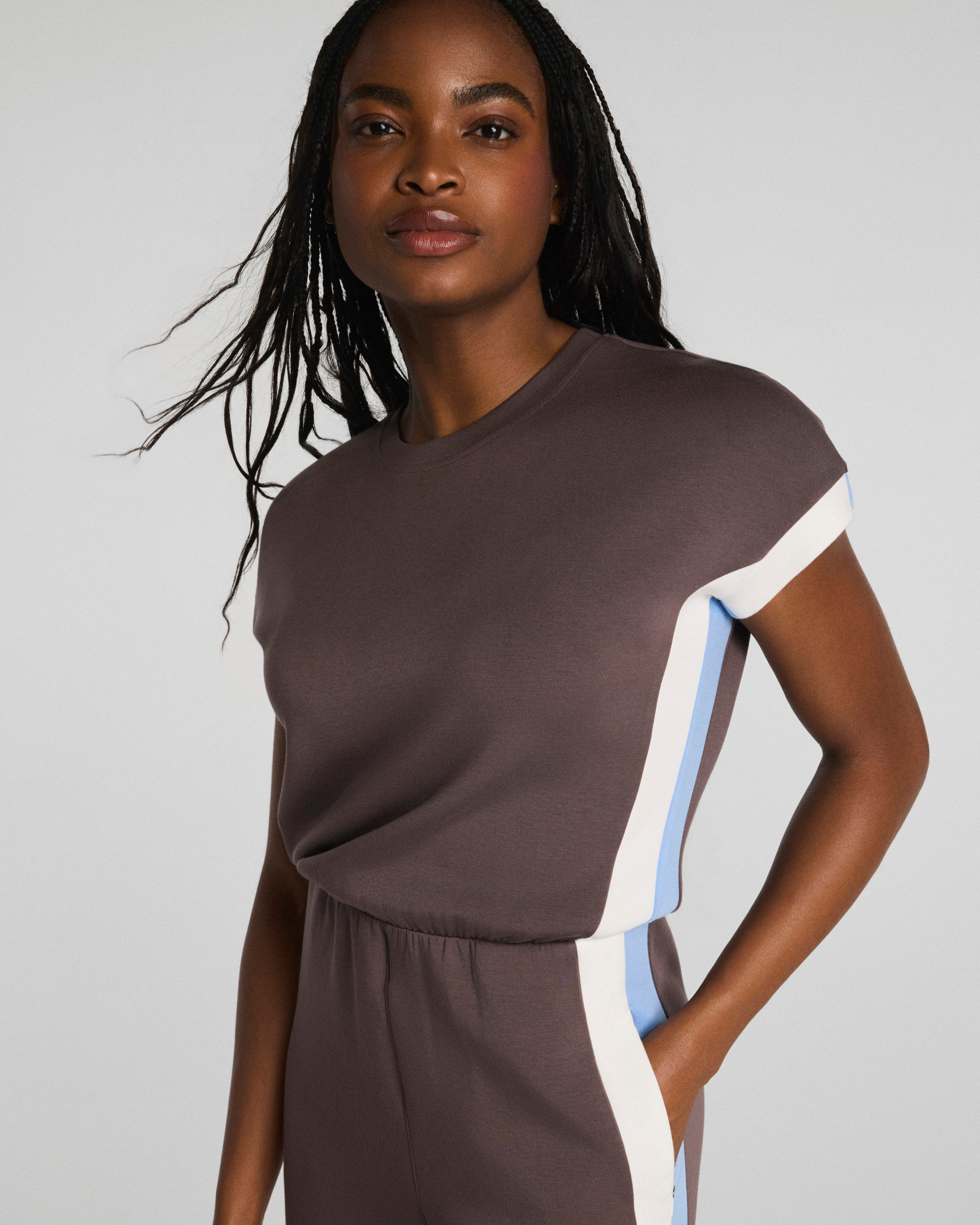SPANX AirEssentials® Colorblock Jumpsuit | Dark Cacao Stripe