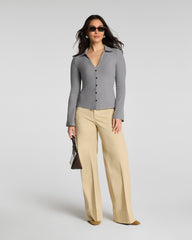 SPANX® Ribbed Knit Button Down | Dove Grey