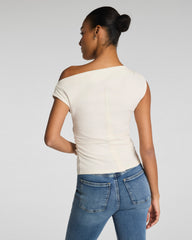 SPANX® Ribbed Knit Ruched Off-The-Shoulder Top | Ivory