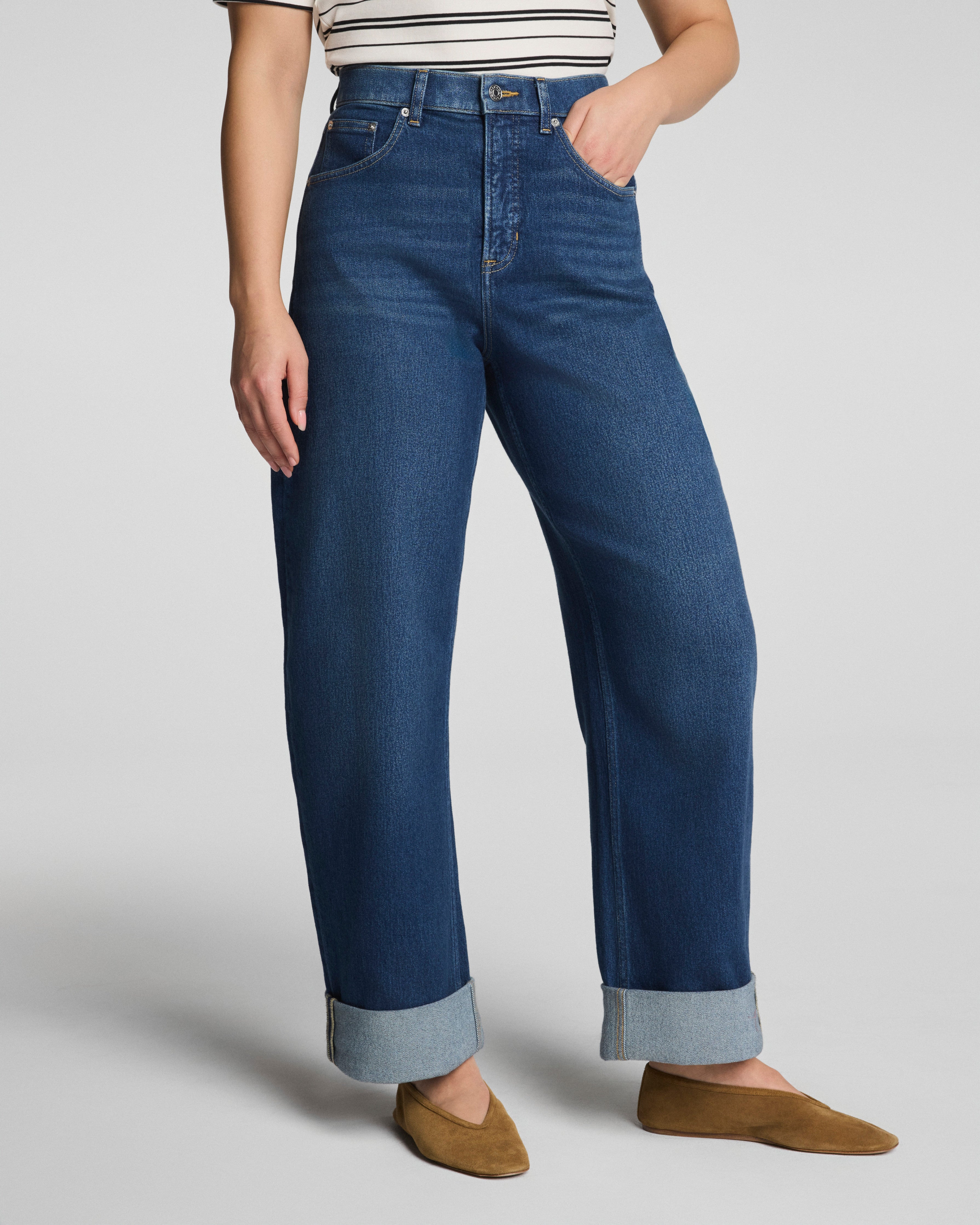 SPANXshape™ Authentic 360 Cuffed Horseshoe Jeans | Adriatic Blue