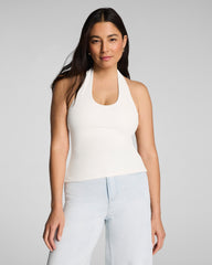 SPANX® Ribbed Knit Halter Tank | Ivory