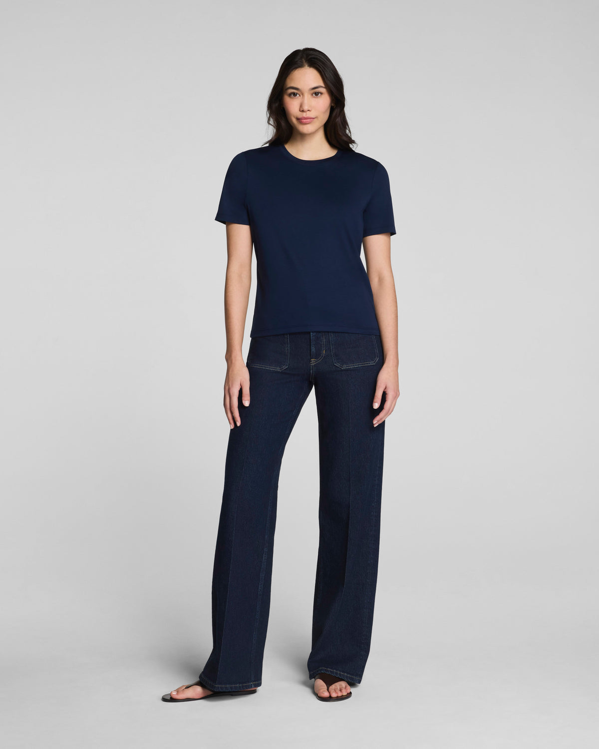 SPANXshape™ Authentic 360 Mid-Rise Easy Flare Jeans with Patch Pockets | Marina
