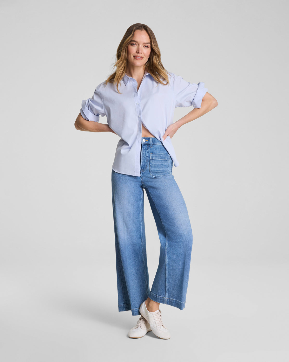 SPANXshape™ Authentic 360 Cropped Wide Leg Jeans with Patch Pockets | Elysian