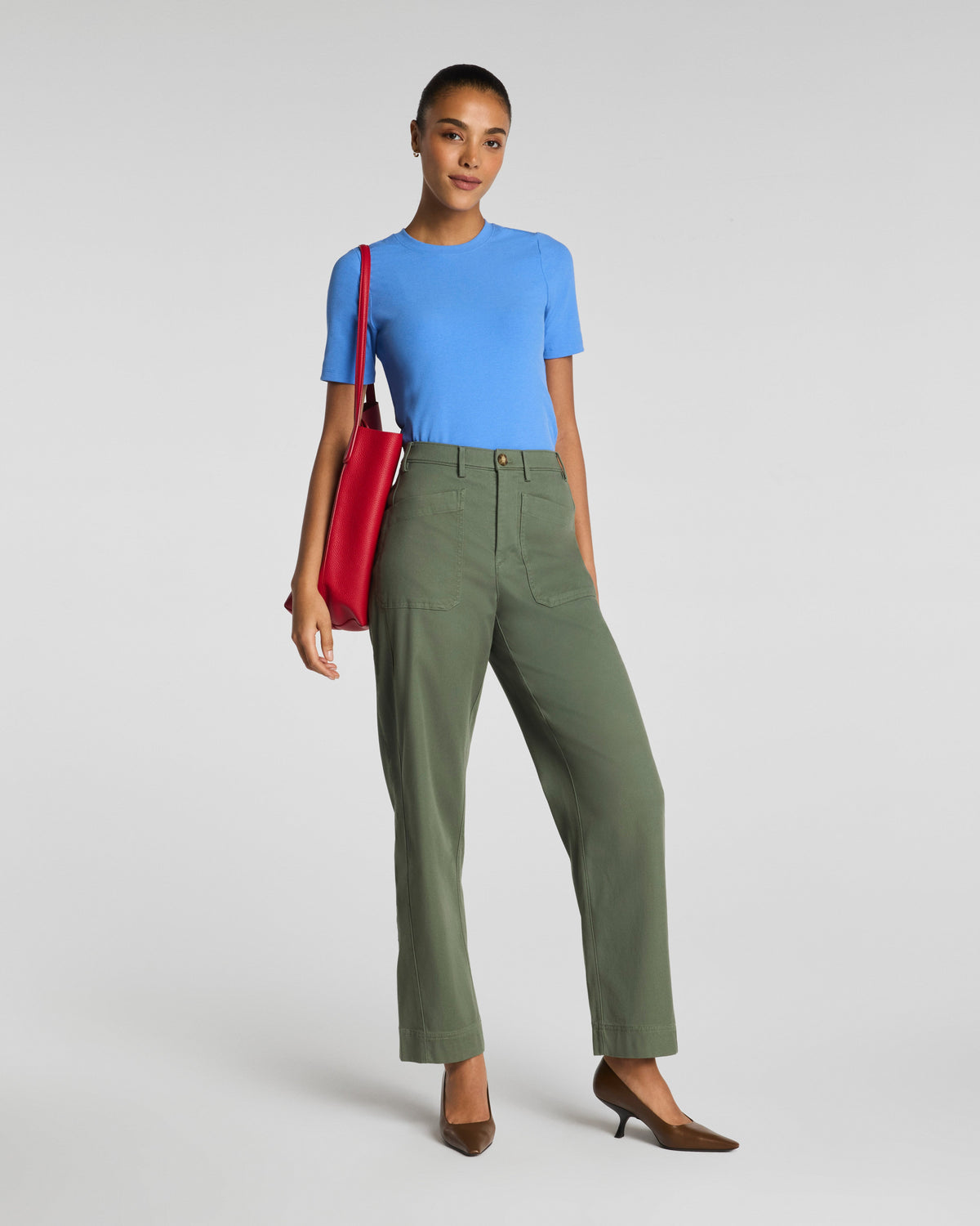 SPANXsupersmooth™ Stretch Twill Utility Barrel Leg Pant with Patch Pockets | Eucalyptus