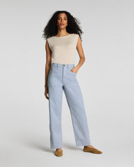 SPANXsupersmooth™ Stretch Twill Utility Barrel Leg Pant with Patch Pockets | Himalayan Cloud