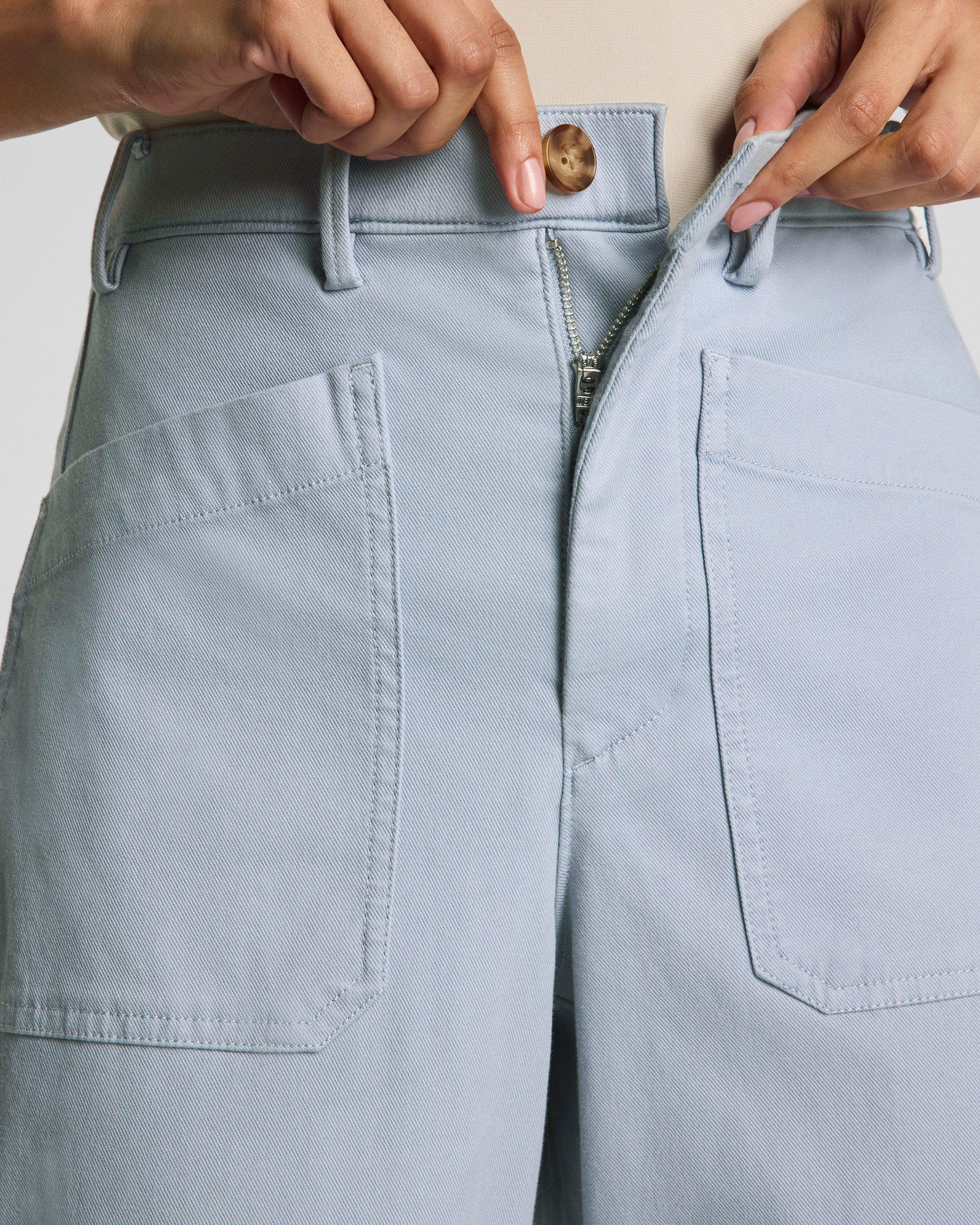 SPANXsupersmooth™ Stretch Twill Utility Barrel Leg Pant with Patch Pockets | Himalayan Cloud
