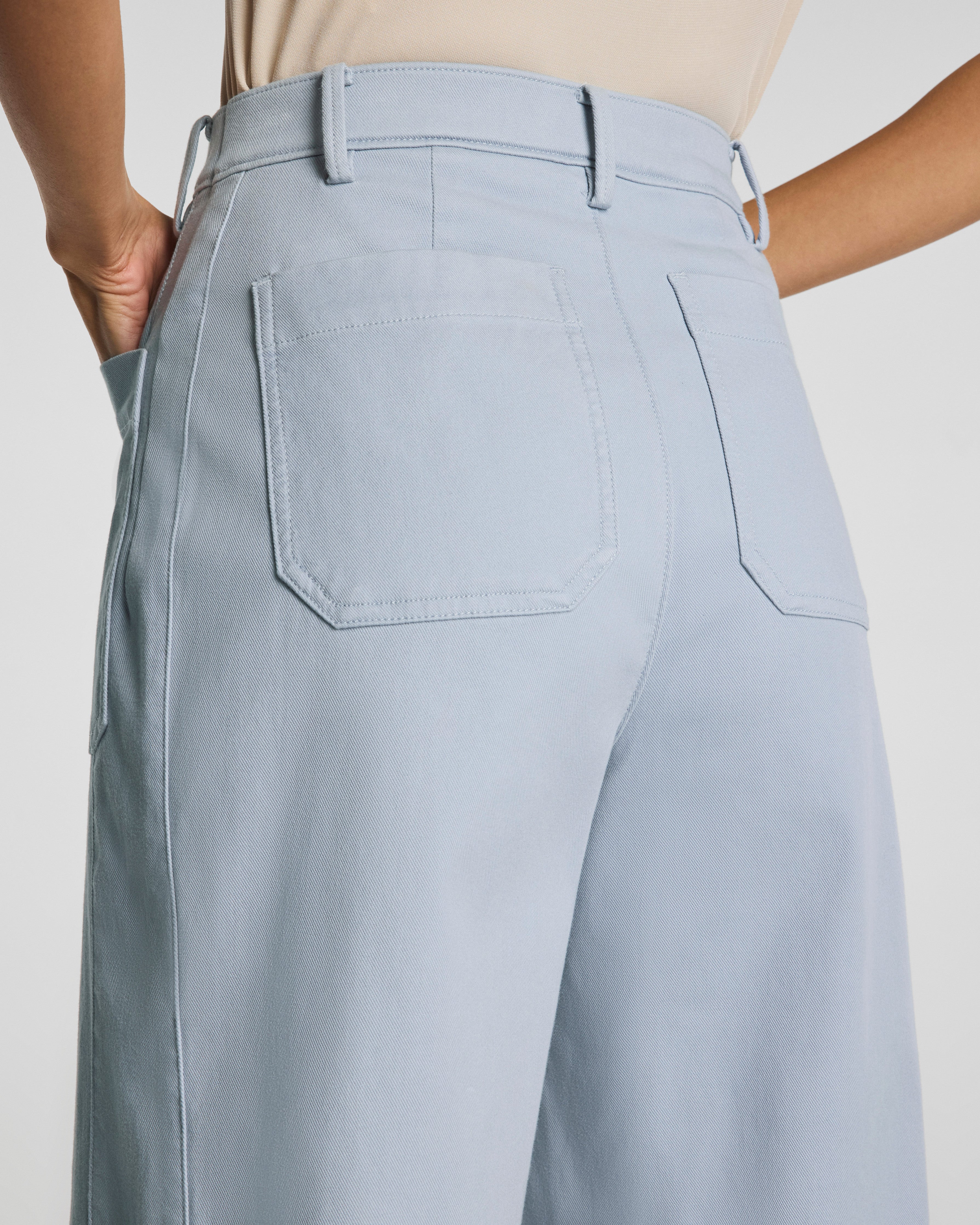 SPANXsupersmooth™ Stretch Twill Utility Barrel Leg Pant with Patch Pockets | Himalayan Cloud