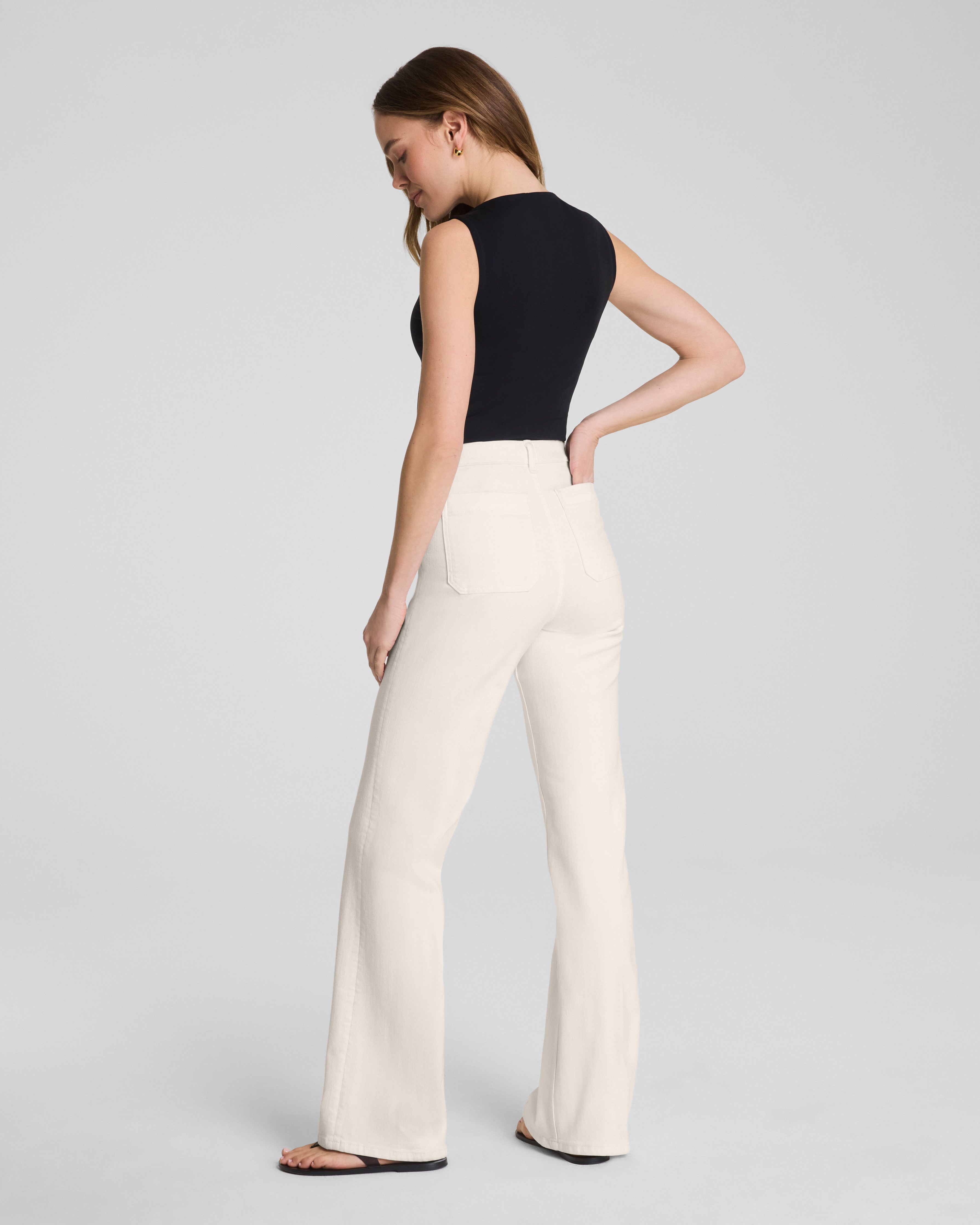 SPANXshape™ Authentic 360 Easy Flare Jeans with Patch Pockets | Alabaster
