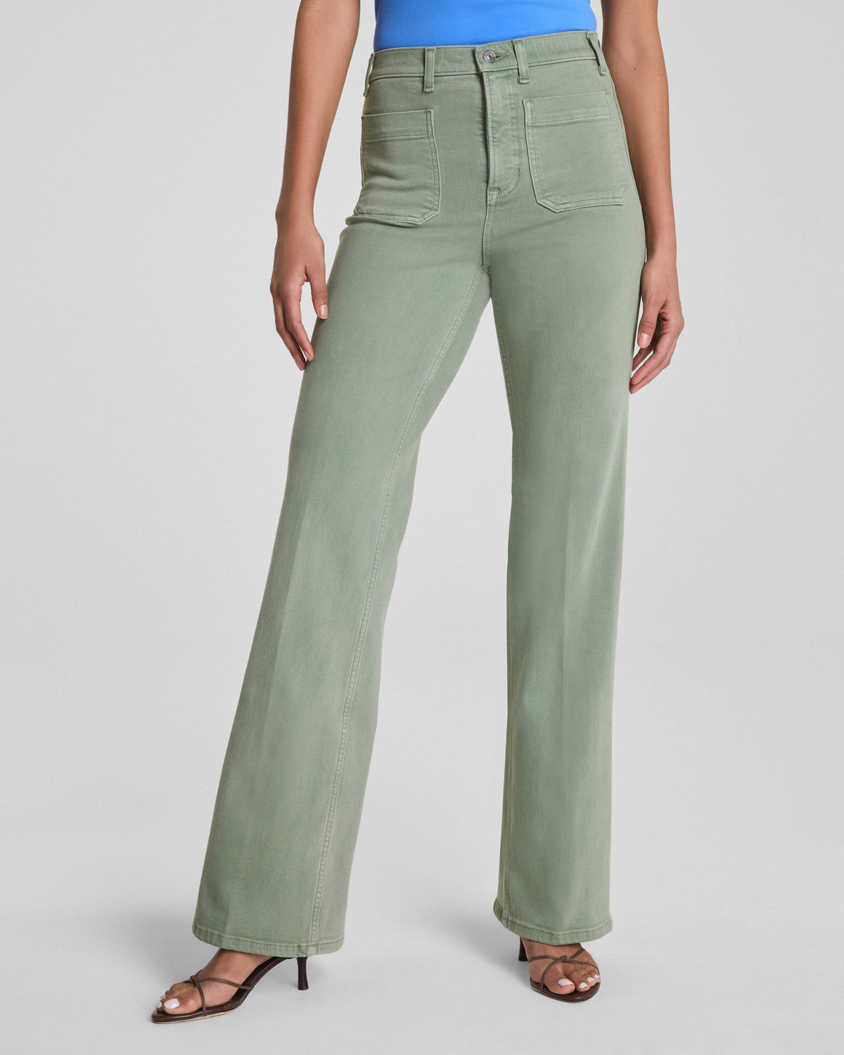 SPANXshape™ Authentic 360 Easy Flare Jeans with Patch Pockets | Sage Brush
