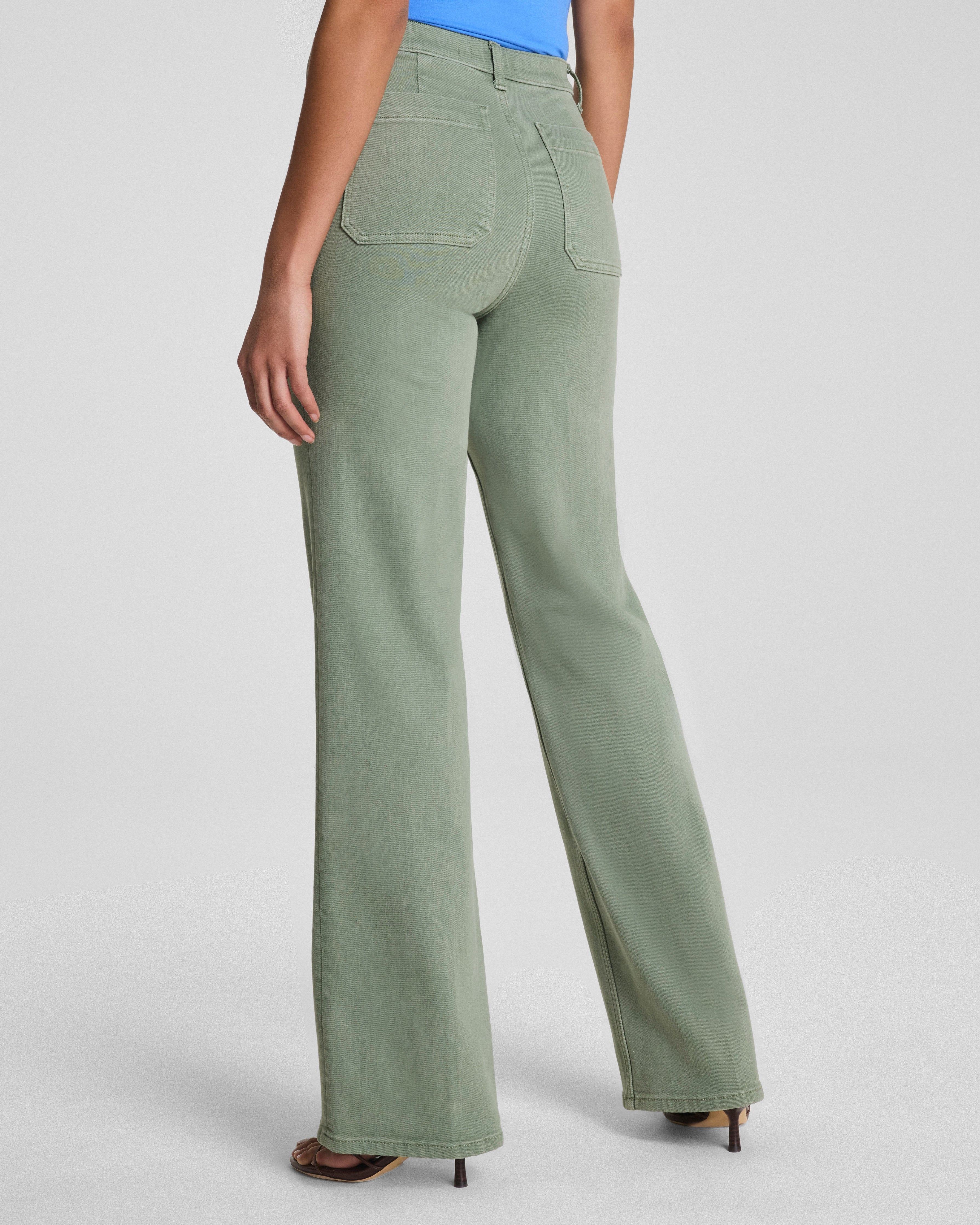 SPANXshape™ Authentic 360 Easy Flare Jeans with Patch Pockets | Sage Brush