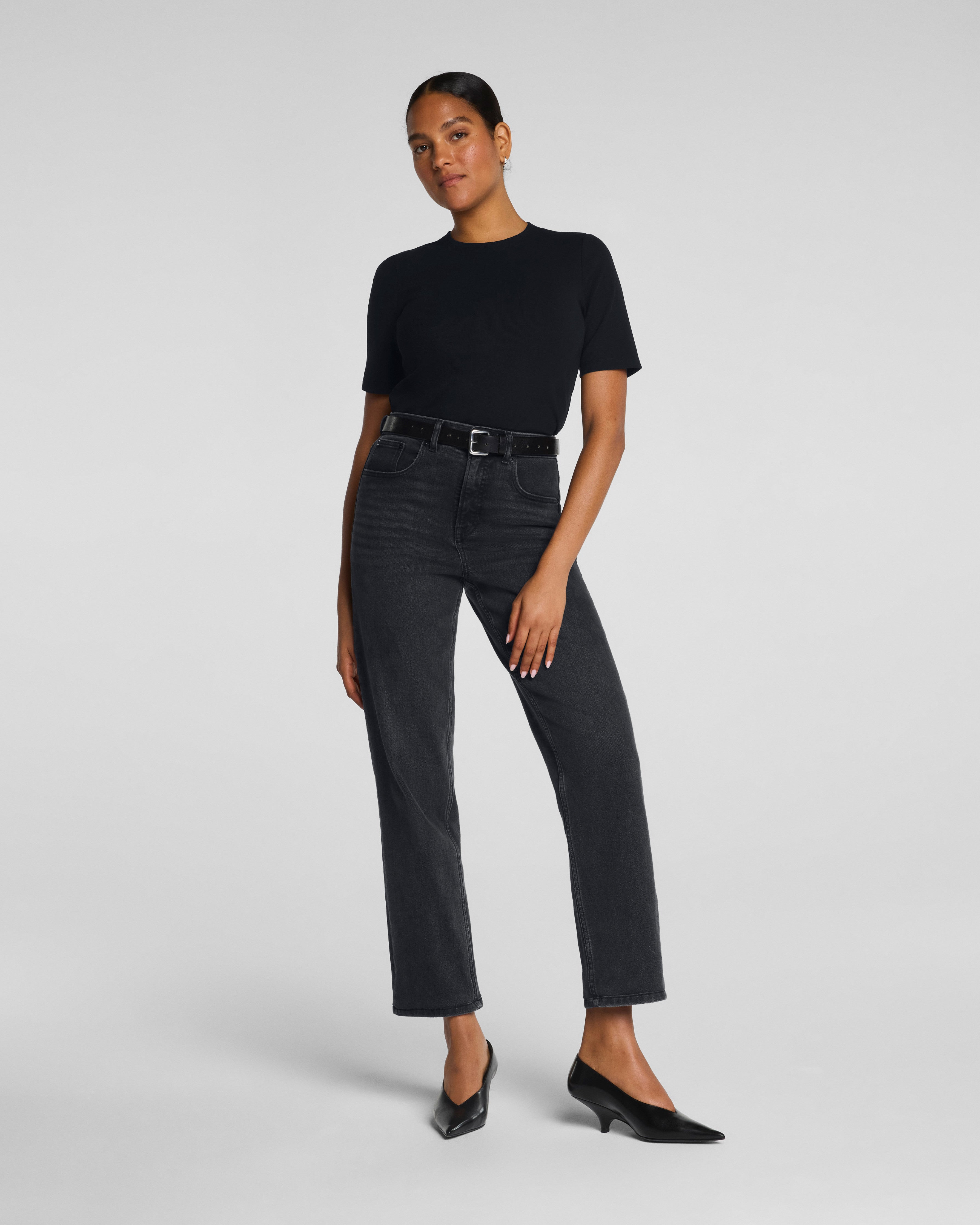 SPANX® Ribbed Knit Crewneck Tee | Classic Black