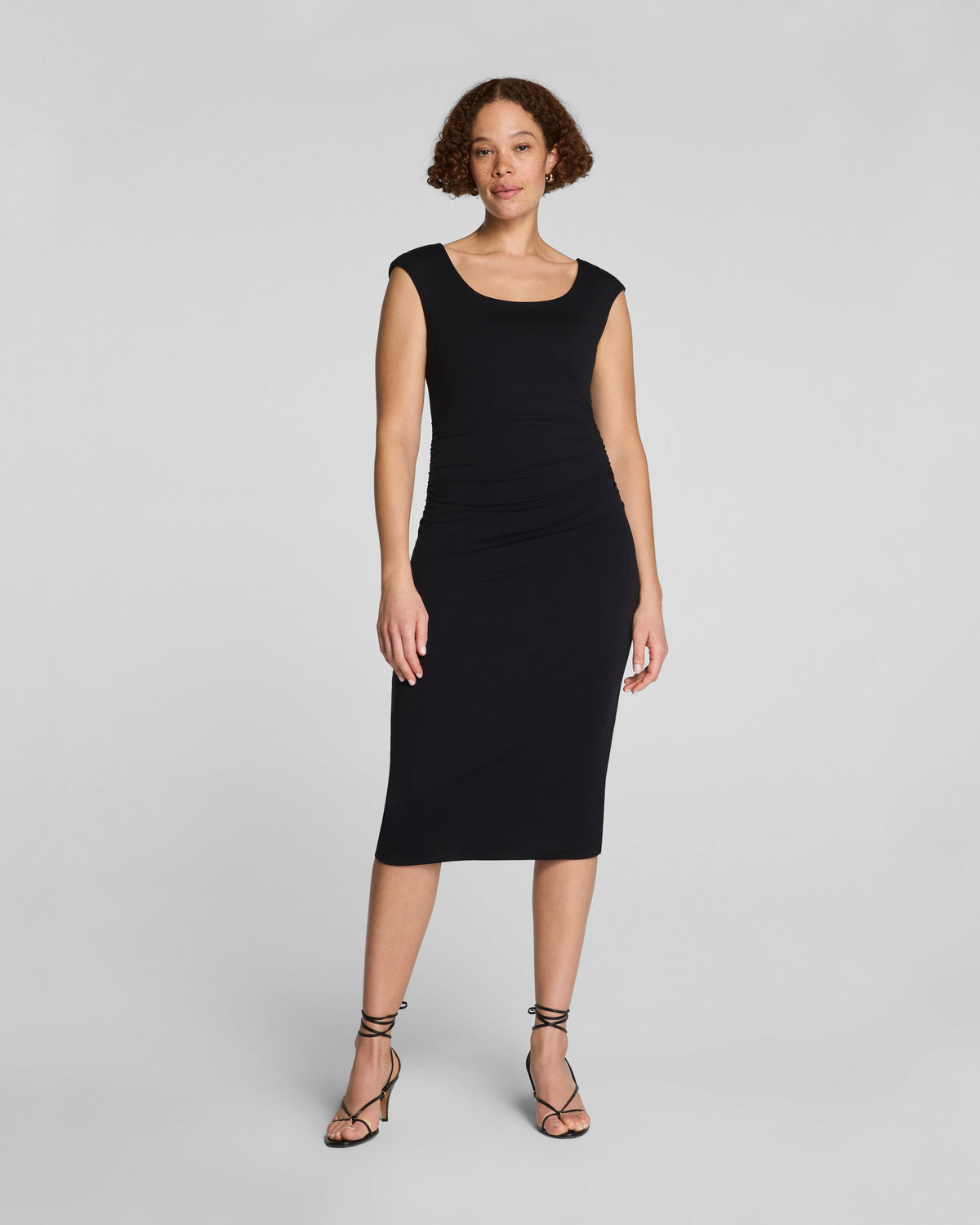 SPANXsmooth™ Jersey Scoop Neck Ruched Midi Dress | Classic Black