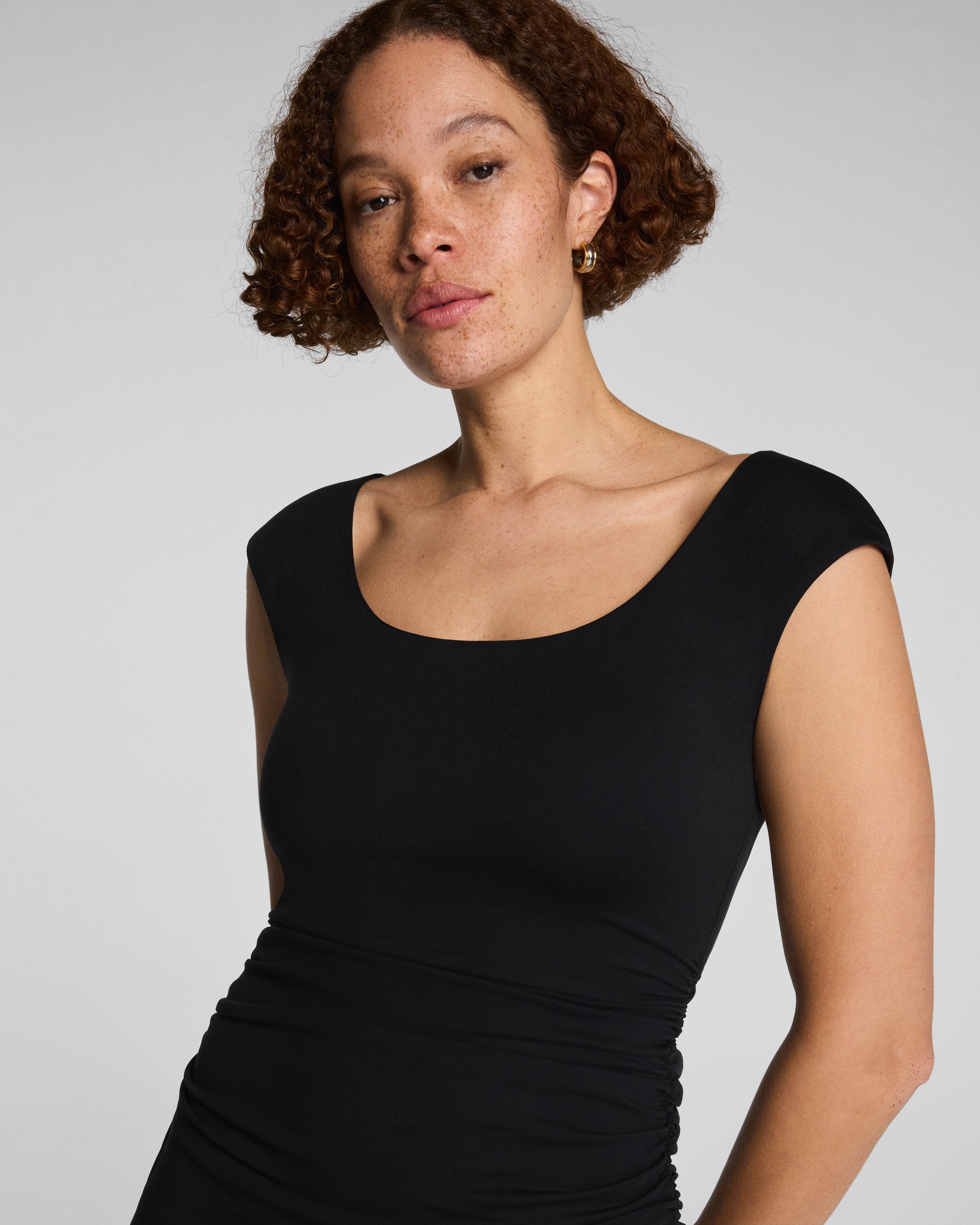 SPANXsmooth™ Jersey Scoop Neck Ruched Midi Dress | Classic Black