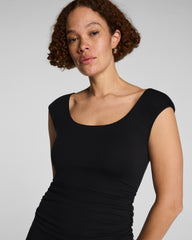 SPANXsmooth™ Jersey Scoop Neck Ruched Midi Dress | Classic Black