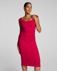 SPANXsmooth™ Jersey Scoop Neck Ruched Midi Dress | Fuchsia