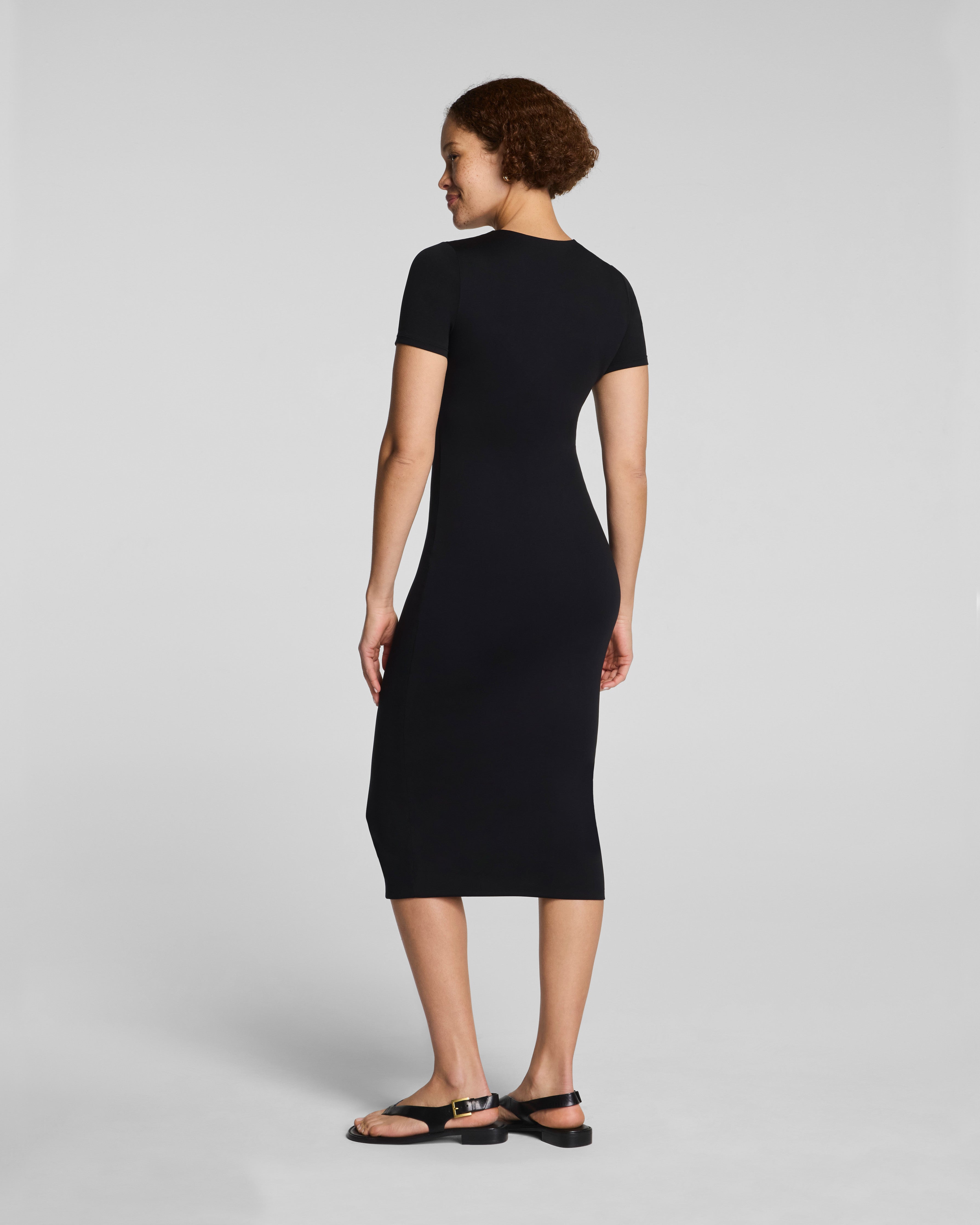 SPANXsmooth™ Jersey Crewneck Short Sleeve Midi Dress | Classic Black