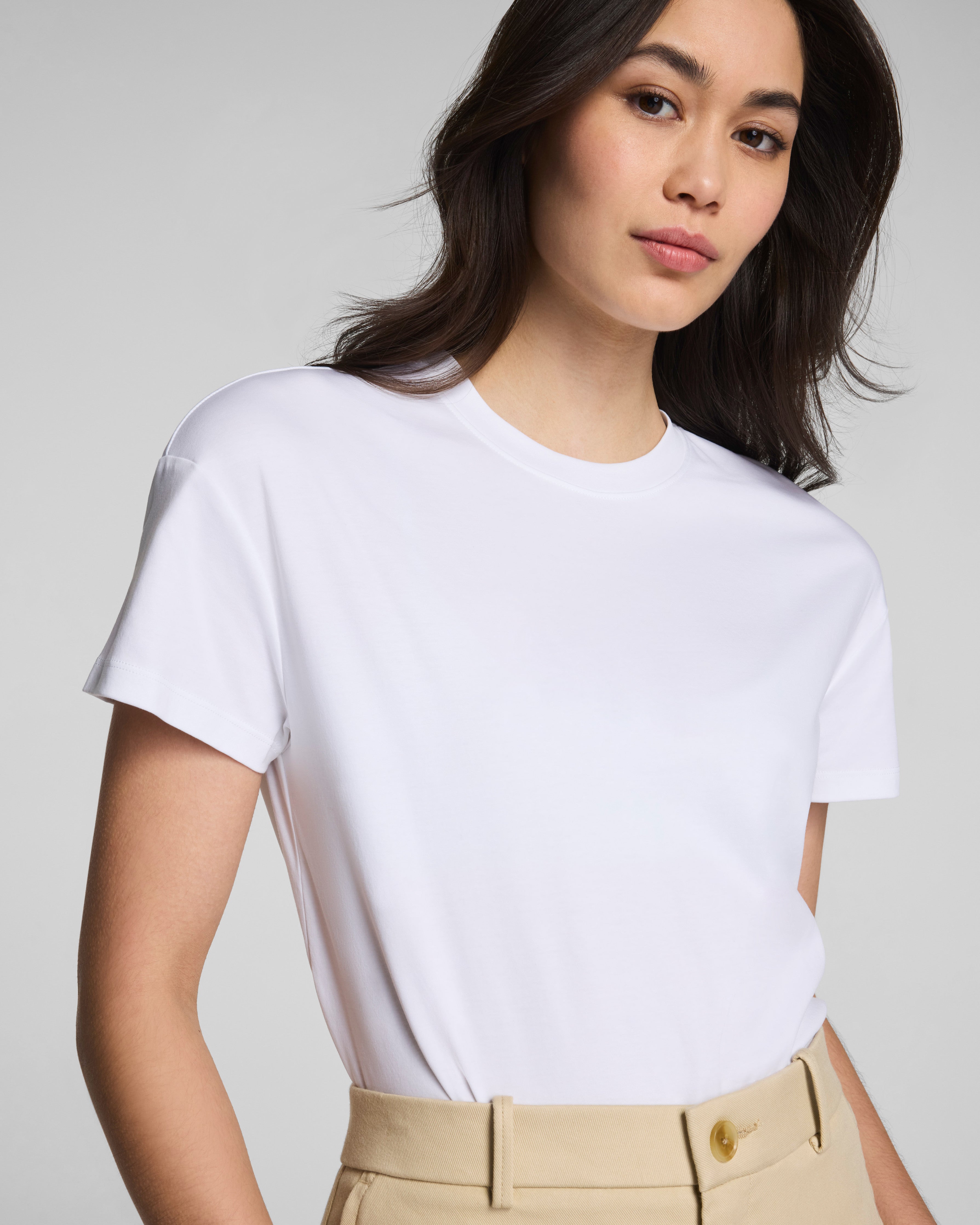 SPANX® Lightweight Cotton Crewneck Short Sleeve Bodysuit | Classic White