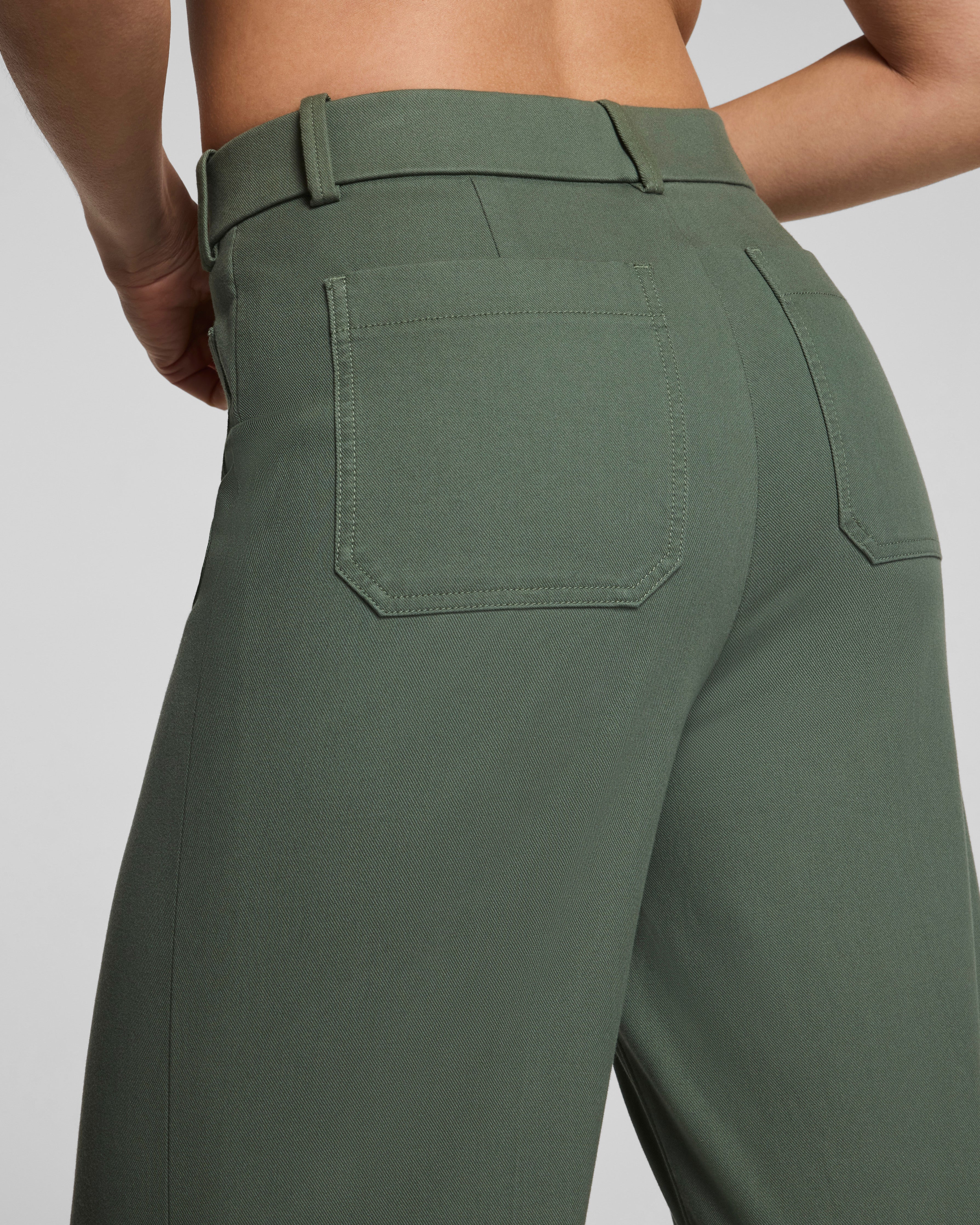 SPANXsupersmooth™ Stretch Twill Wide Leg Pant with Patch Pockets | Eucalyptus