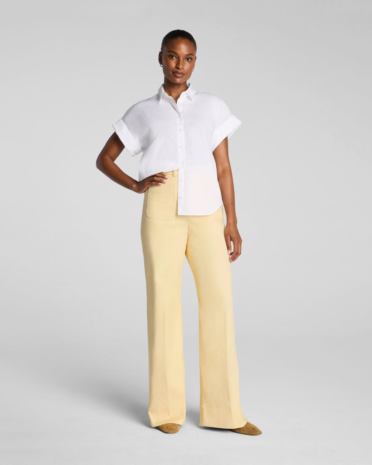 SPANXsupersmooth™ Stretch Twill Wide Leg Pant with Patch Pockets | Sunbeam