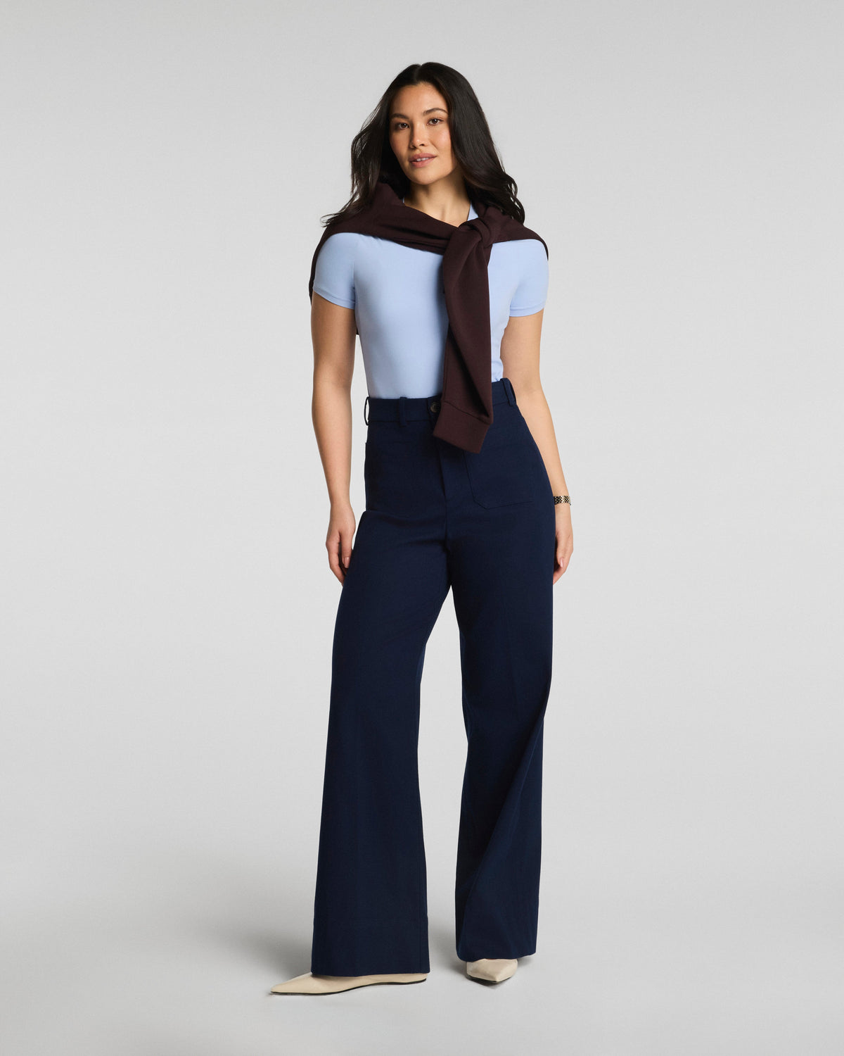 SPANXsupersmooth™ Stretch Twill Wide Leg Pant with Patch Pockets | Timeless Navy