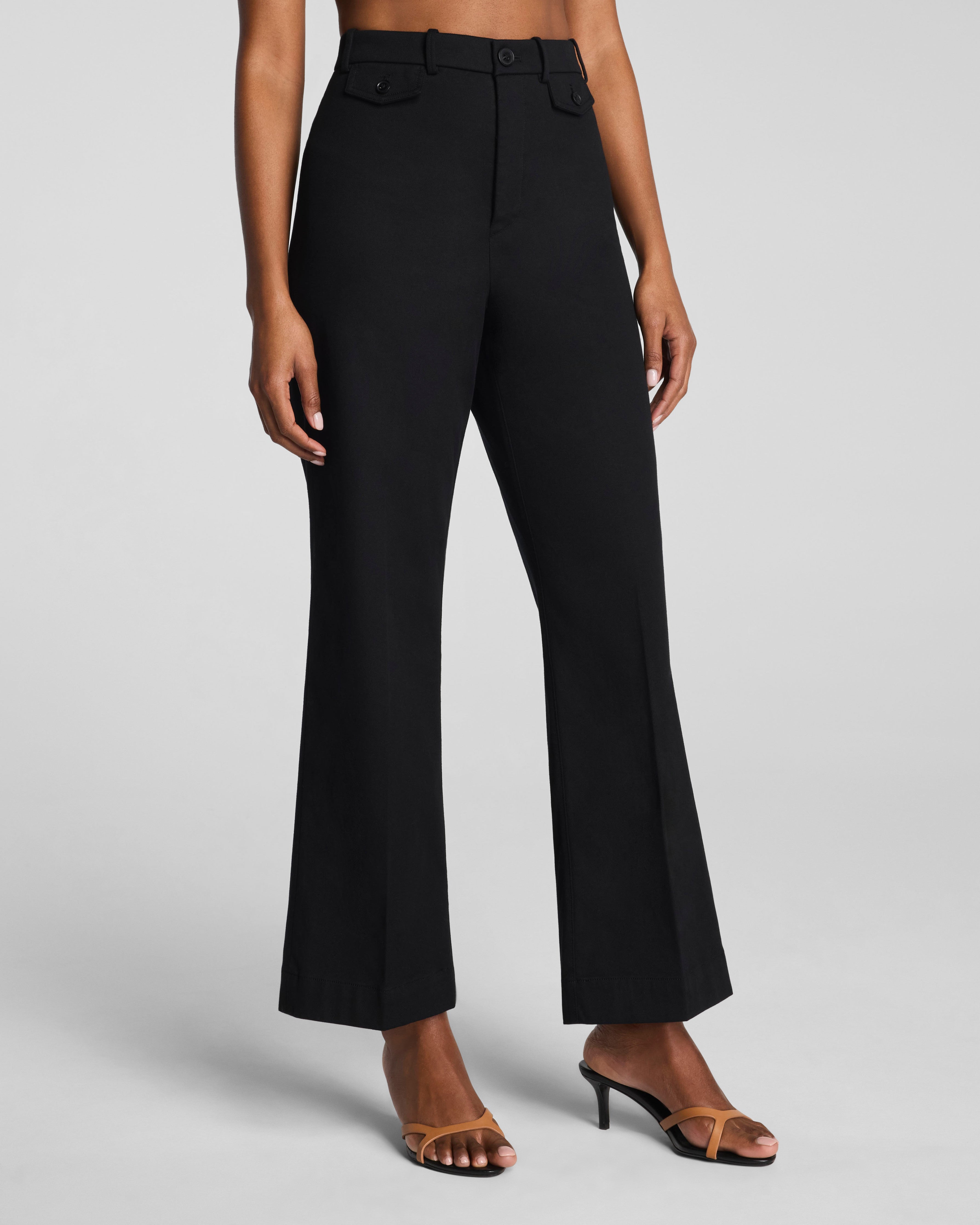 SPANXsupersmooth™ Stretch Twill Cropped Easy Flare Pant | Classic Black